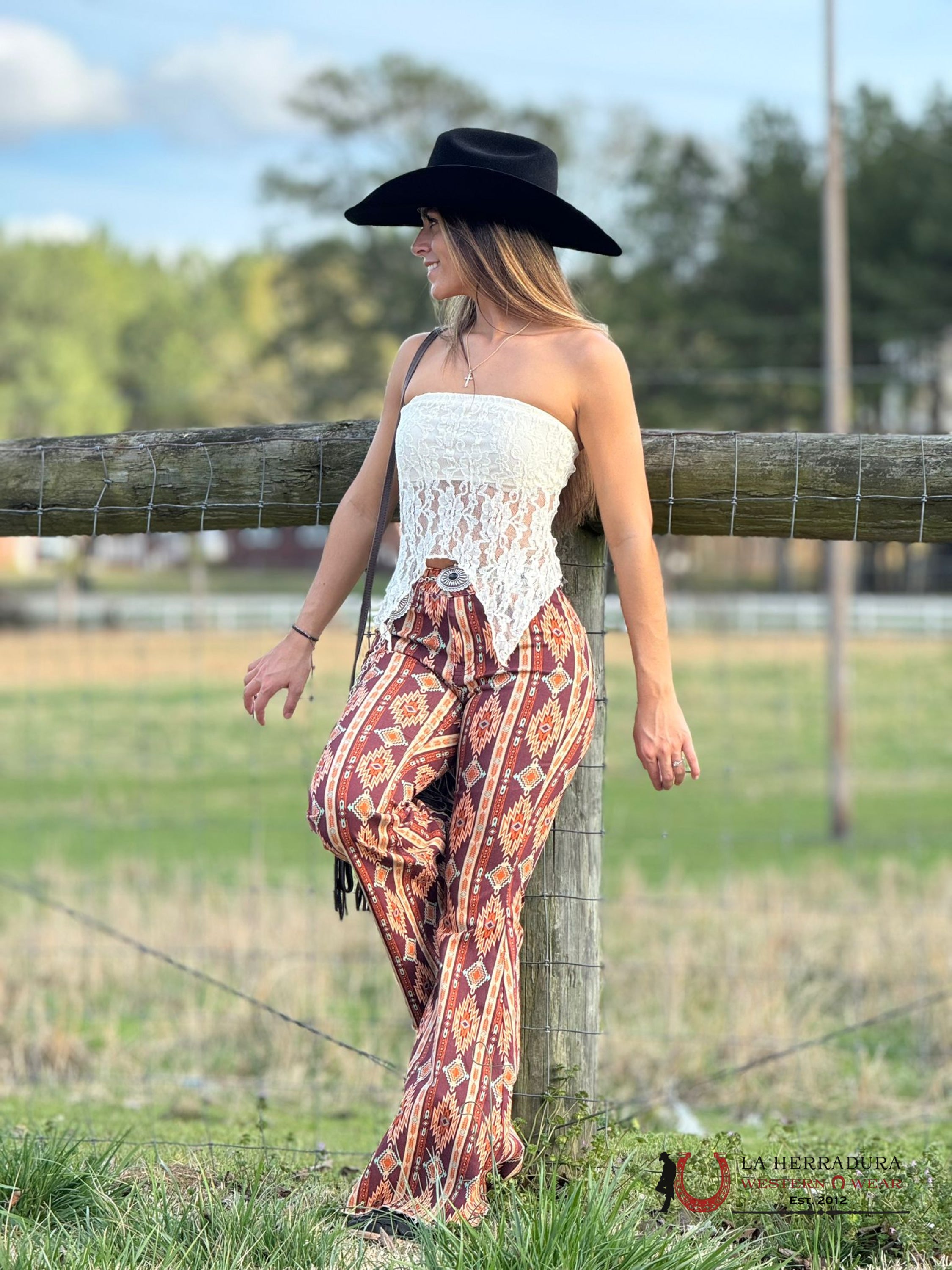 Rock&Roll Wine Aztec Bell Bottom Jeans Women