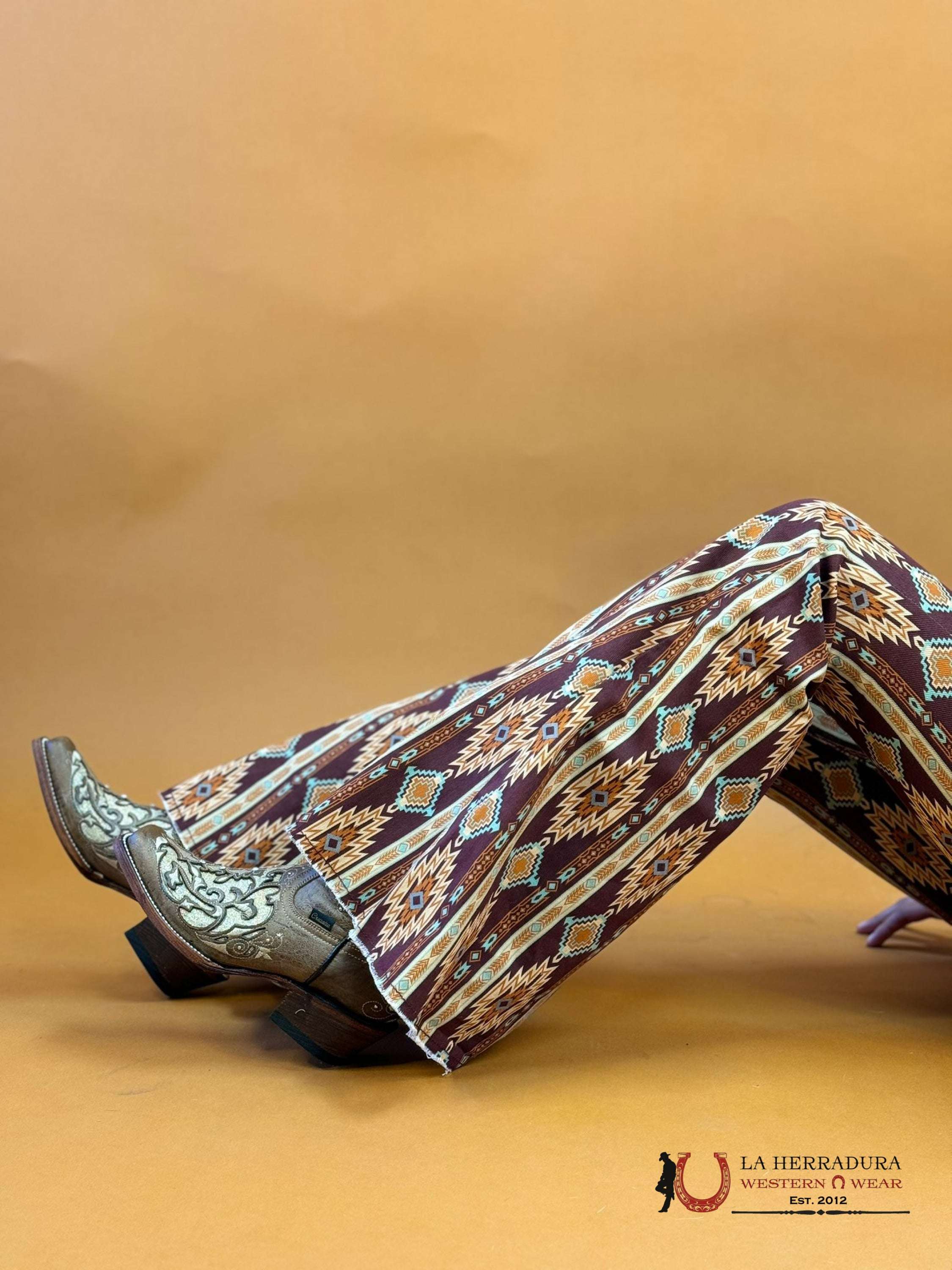 Rock&Roll Wine Aztec Bell Bottom Jeans Women