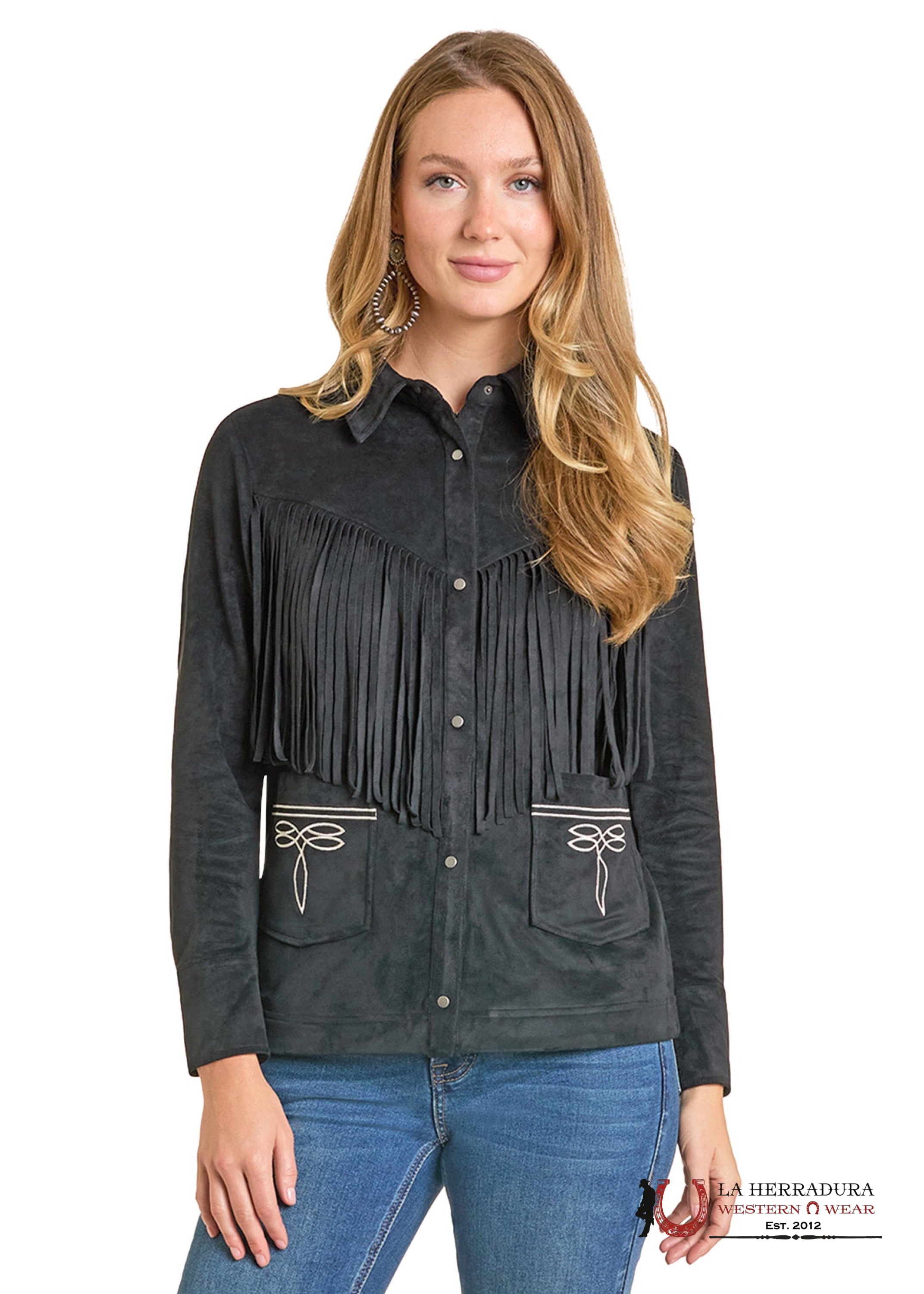ROCK & ROLL WOMEN BLACK FRINGED YOKE SHACKET LW92T07117 ROPA MUJERES