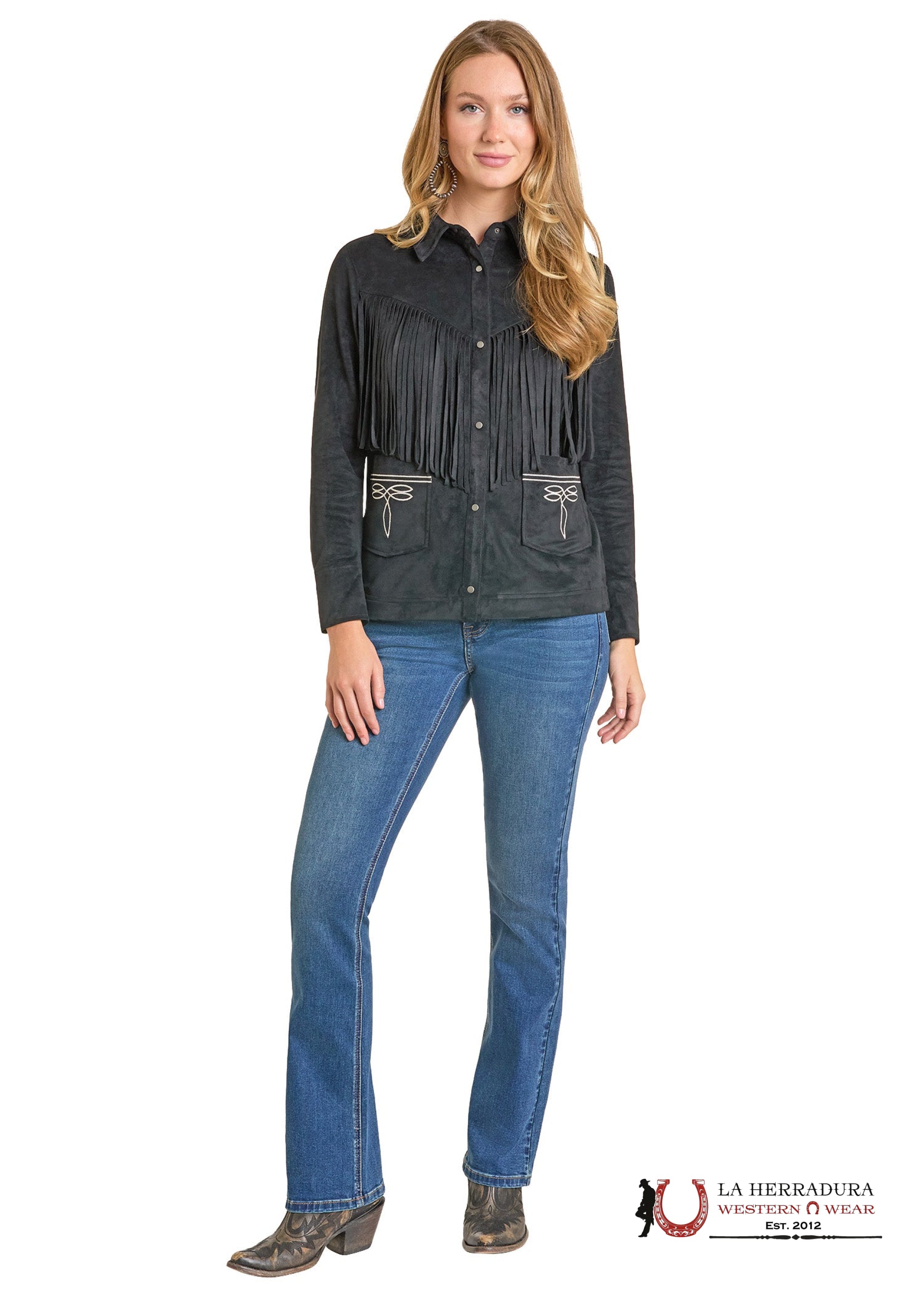 ROCK & ROLL WOMEN BLACK FRINGED YOKE SHACKET LW92T07117 ROPA MUJERES