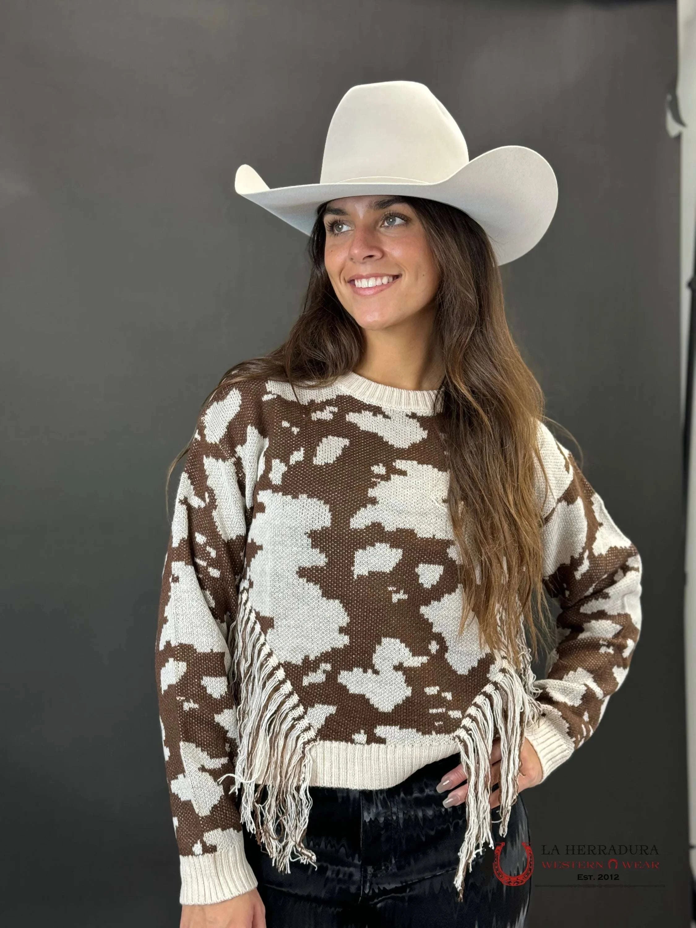 Rock&Roll Womens Cow Hide Fringe Pullover Ropa Mujeres