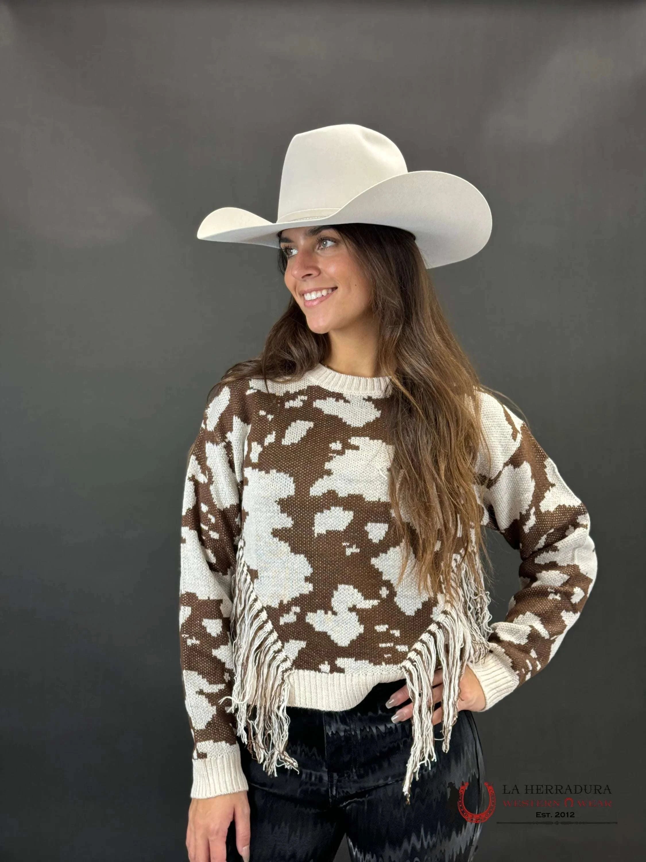 Rock&Roll Womens Cow Hide Fringe Pullover Ropa Mujeres