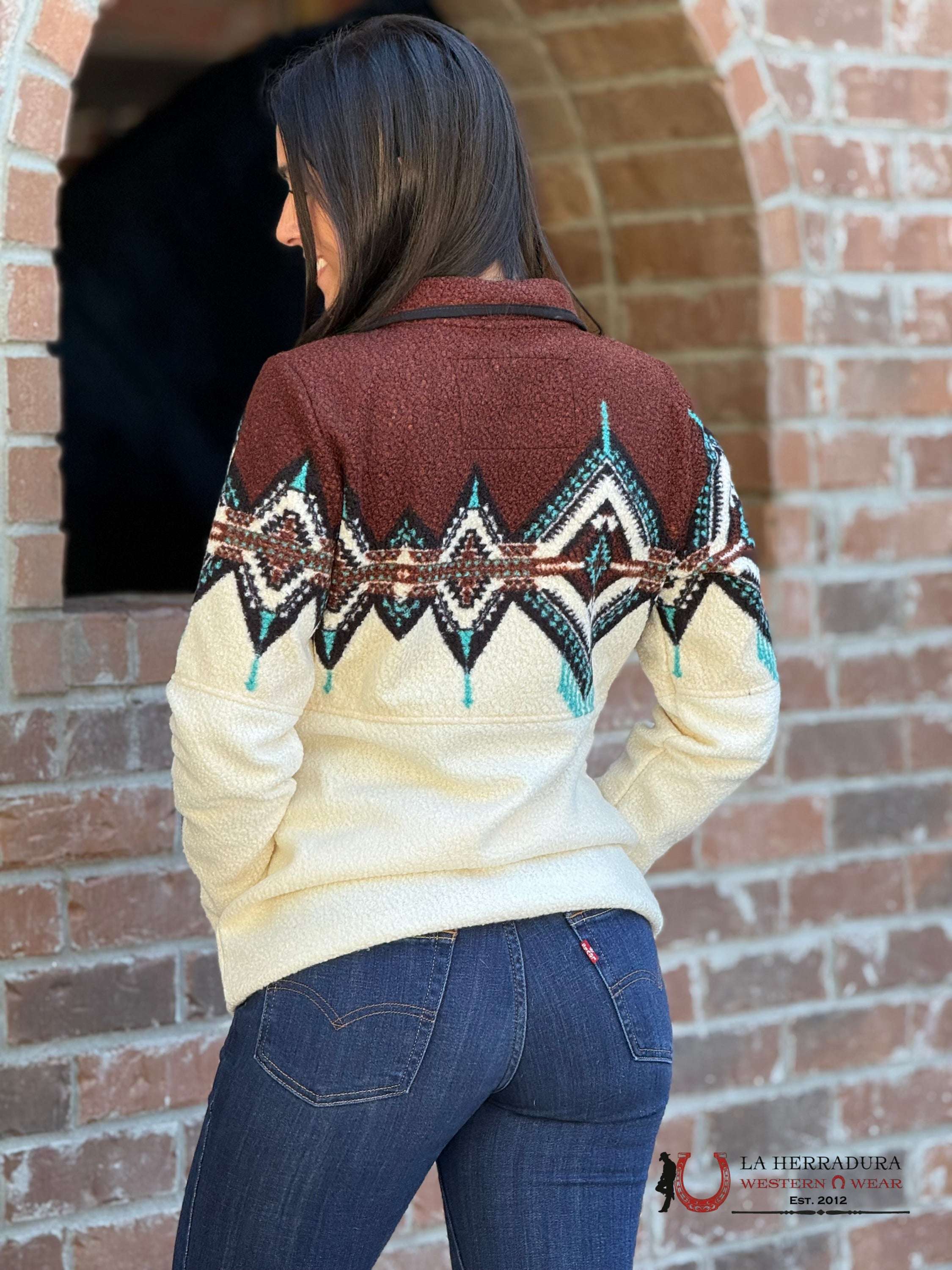 Rock&Roll Womens Brown/Teal Aztec Jacket Ropa Mujeres