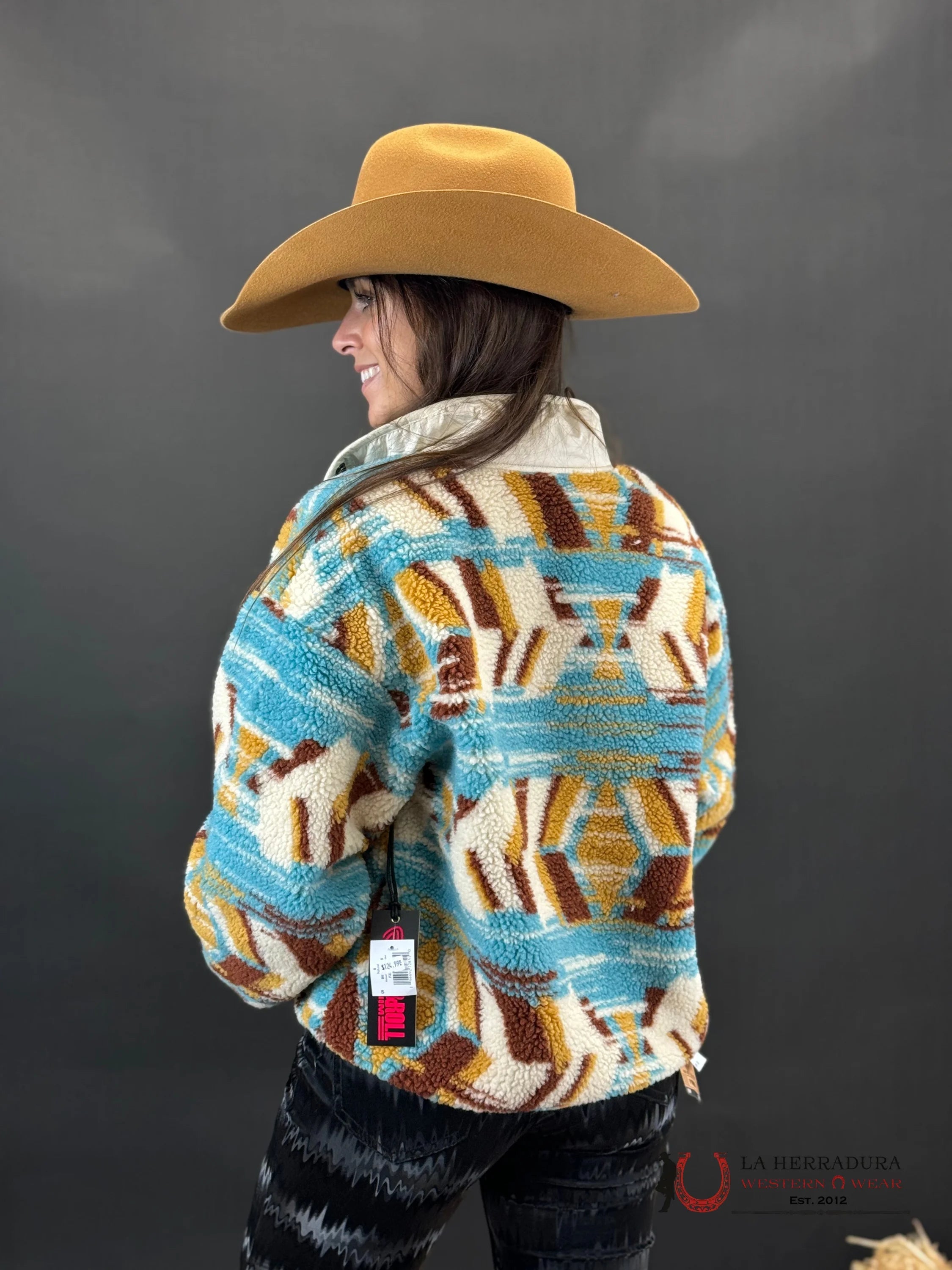 Rock&Roll Womens Abstract Print Sherpa Yellow Ropa Mujeres