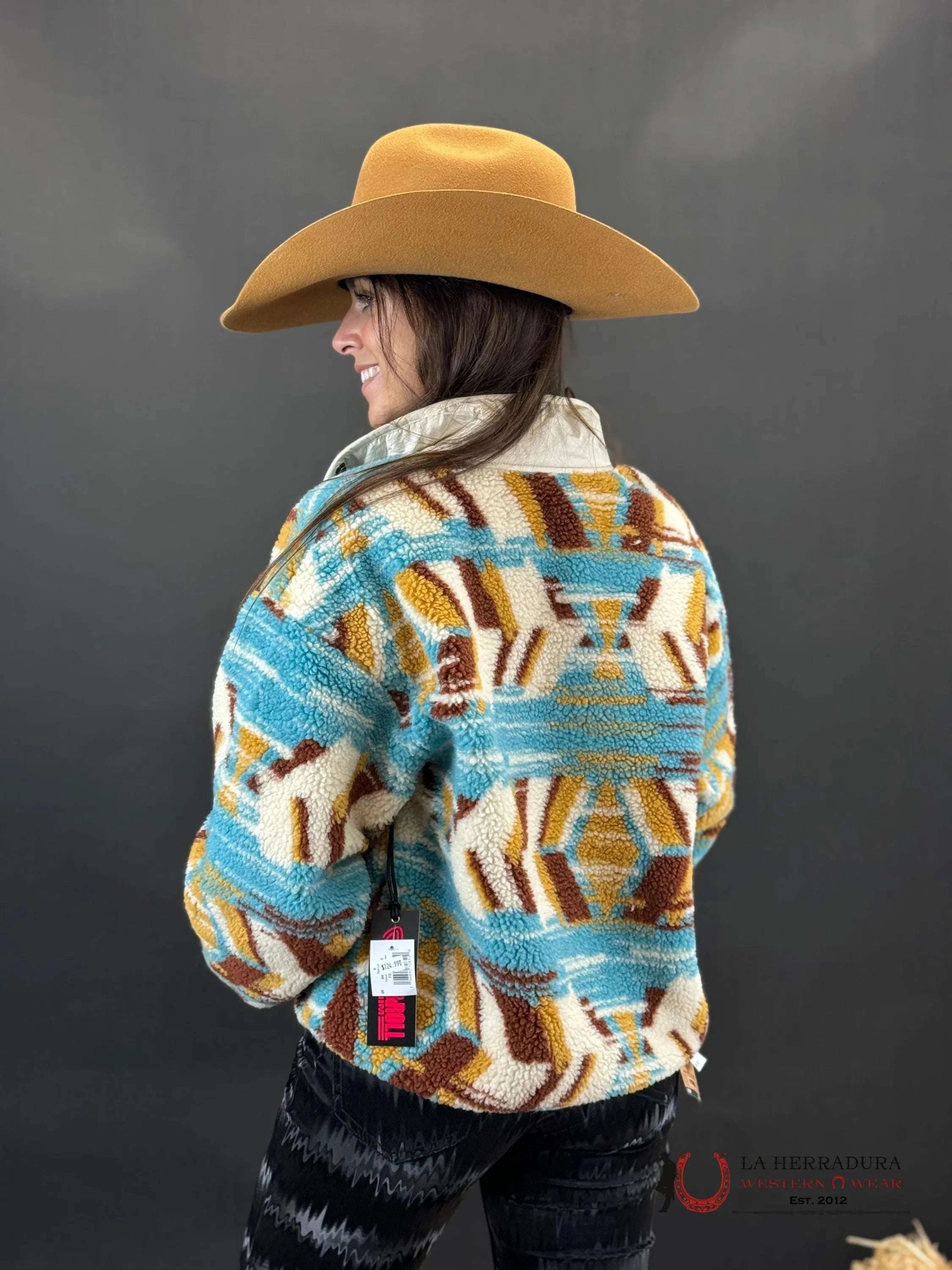 Rock&Roll Womens Abstract Print Sherpa Yellow Ropa Mujeres