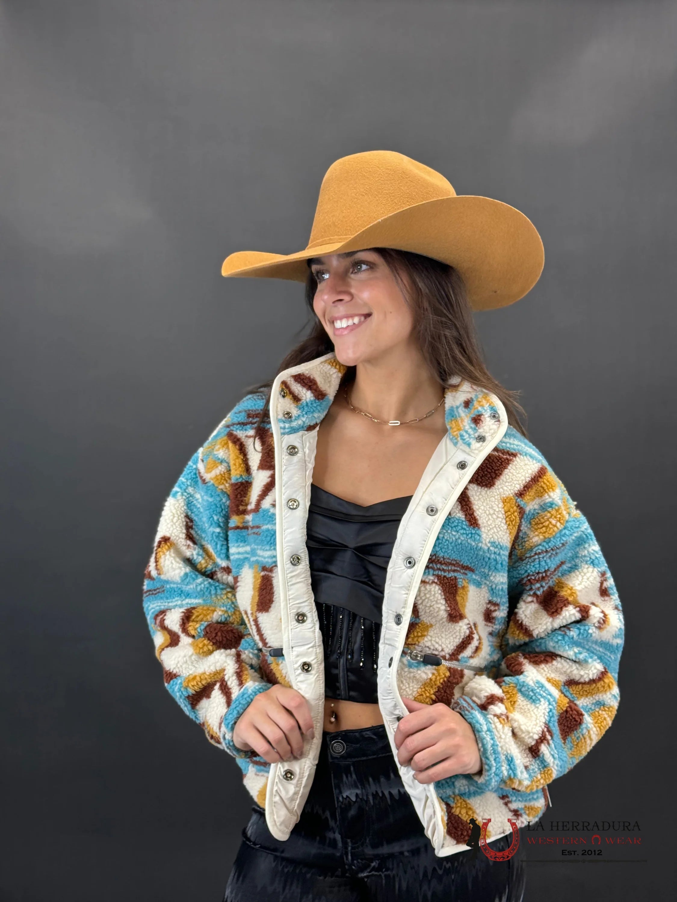 Rock&Roll Womens Abstract Print Sherpa Yellow Ropa Mujeres