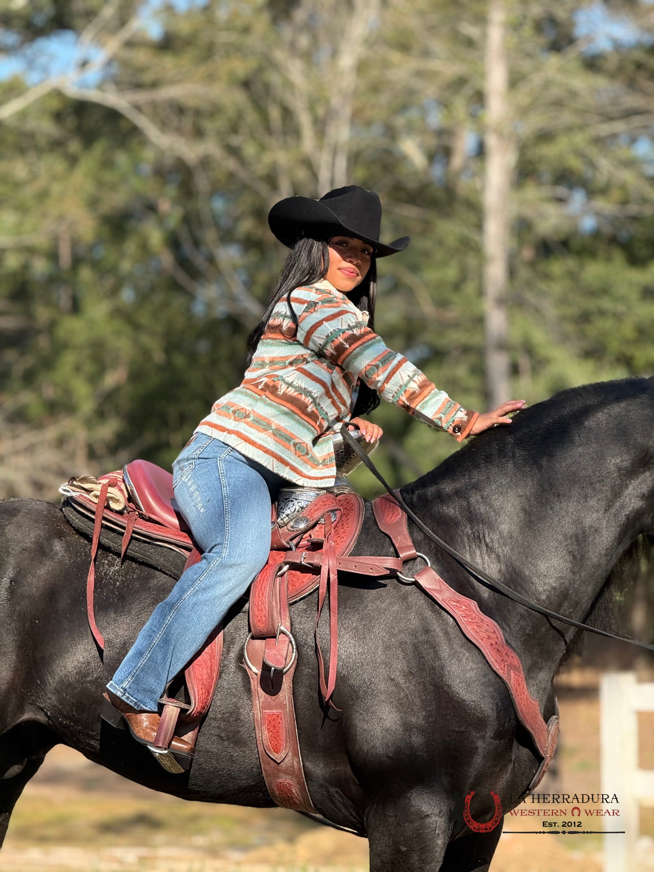 Rock&Roll Womens Aztec Button Up Jacket Orange/Teal Ropa Mujeres