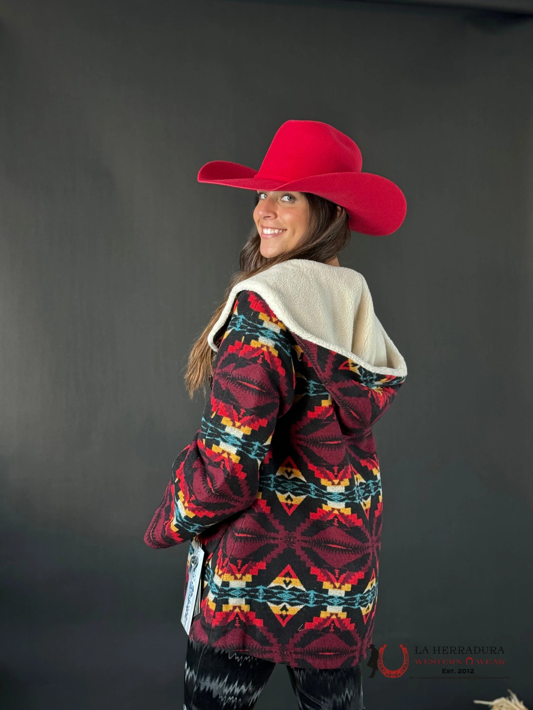 Rock&Roll Womens Aztec Wool Cafe Coat Black Ropa Mujeres