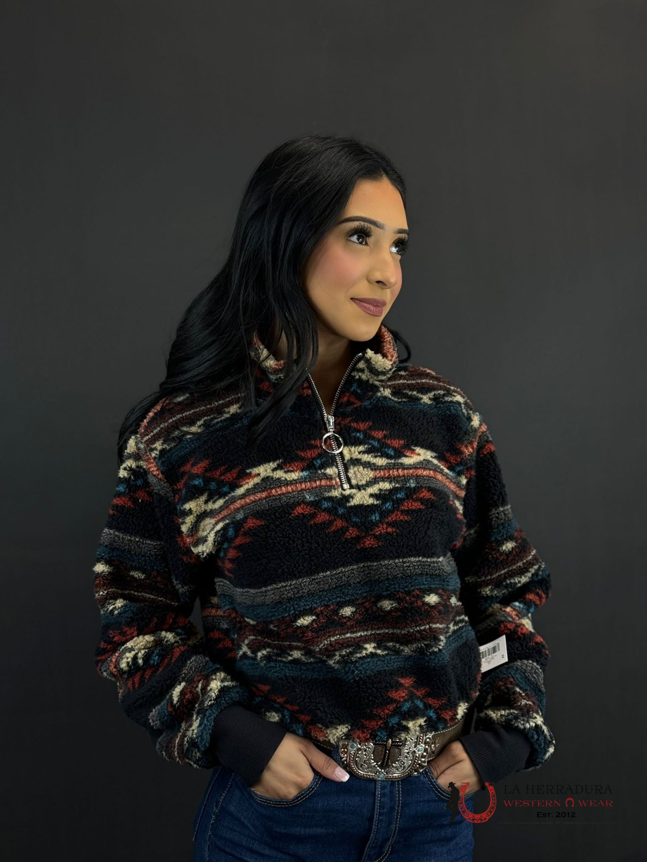 Rock&Roll Womens Black Multi Print Pullover Ropa Mujeres