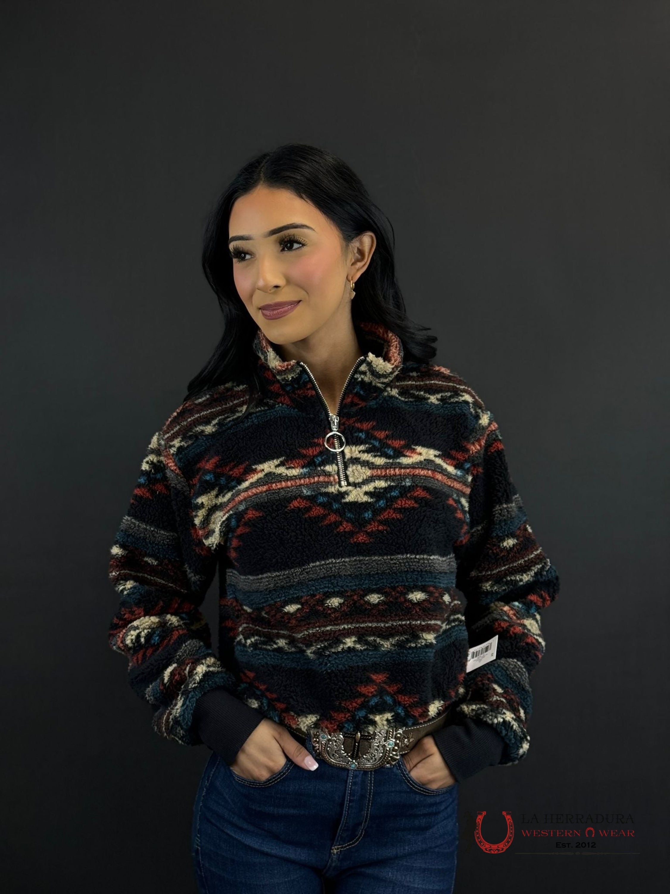 Rock&Roll Womens Black Multi Print Pullover Ropa Mujeres