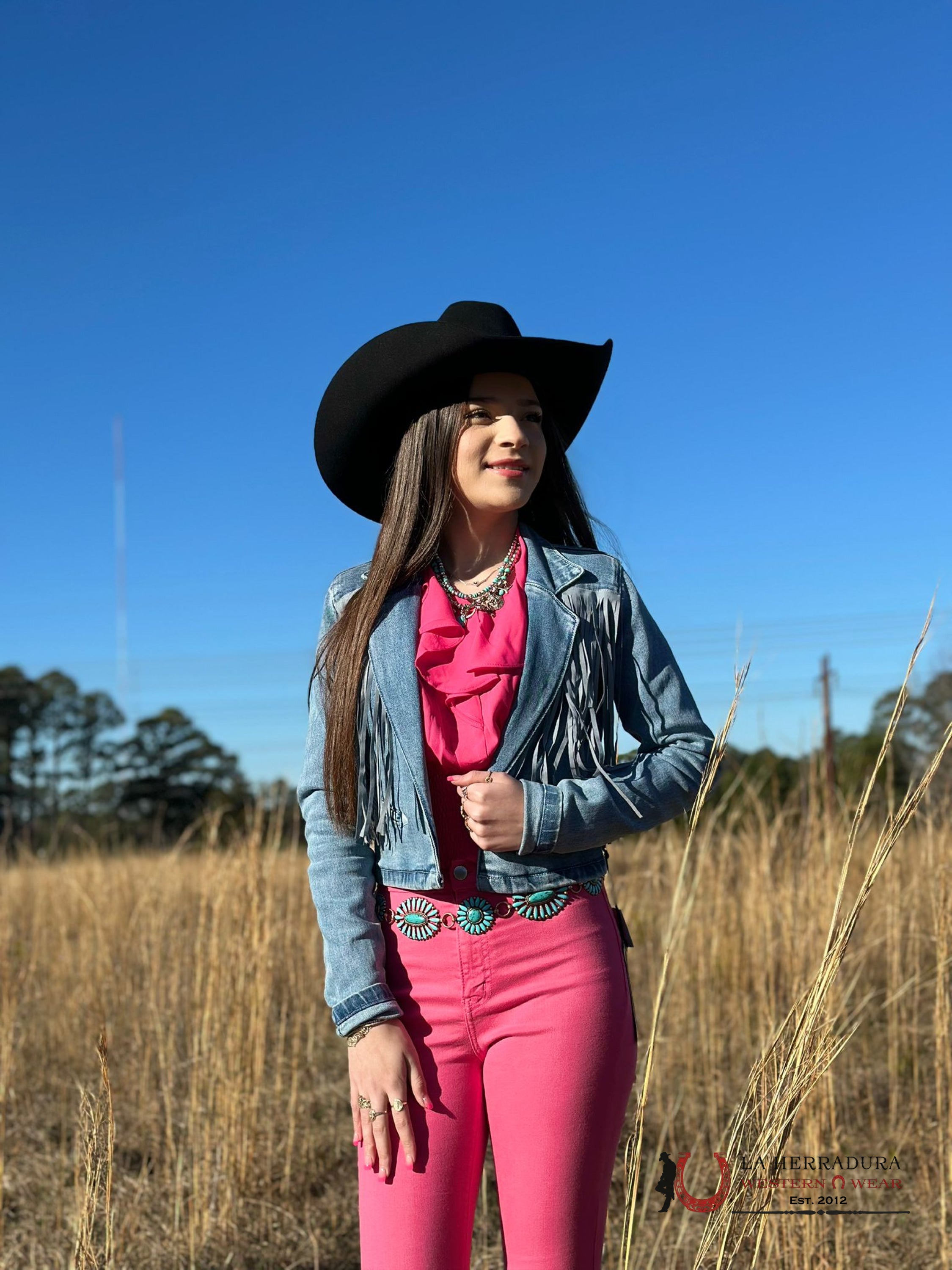 Rock&Roll Womens Blue Fringe Denim Jacket Ropa Mujeres