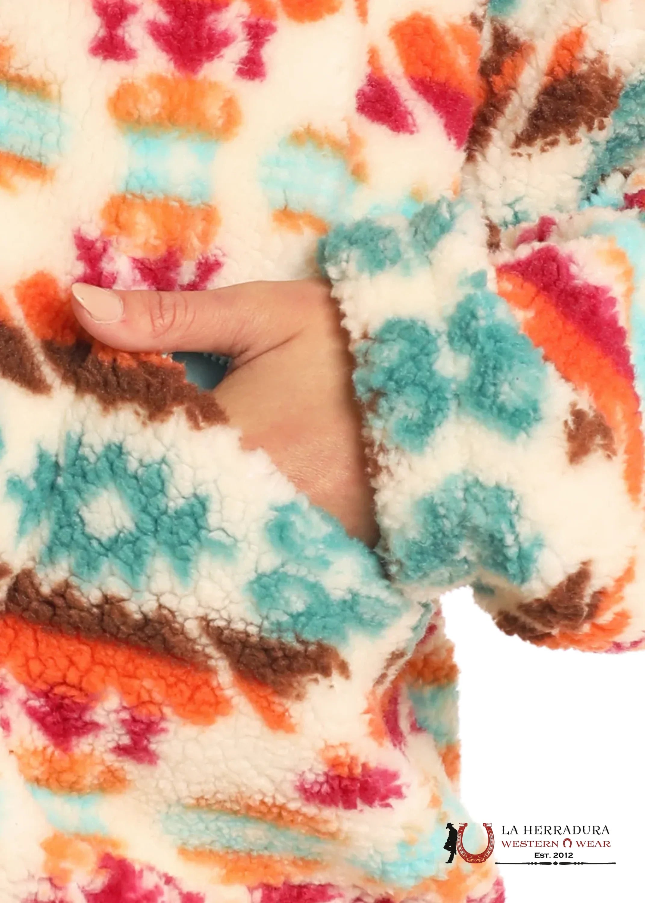 Rock&Roll Womens Cream Aztec Print Sherpa Pullover Ropa Mujeres