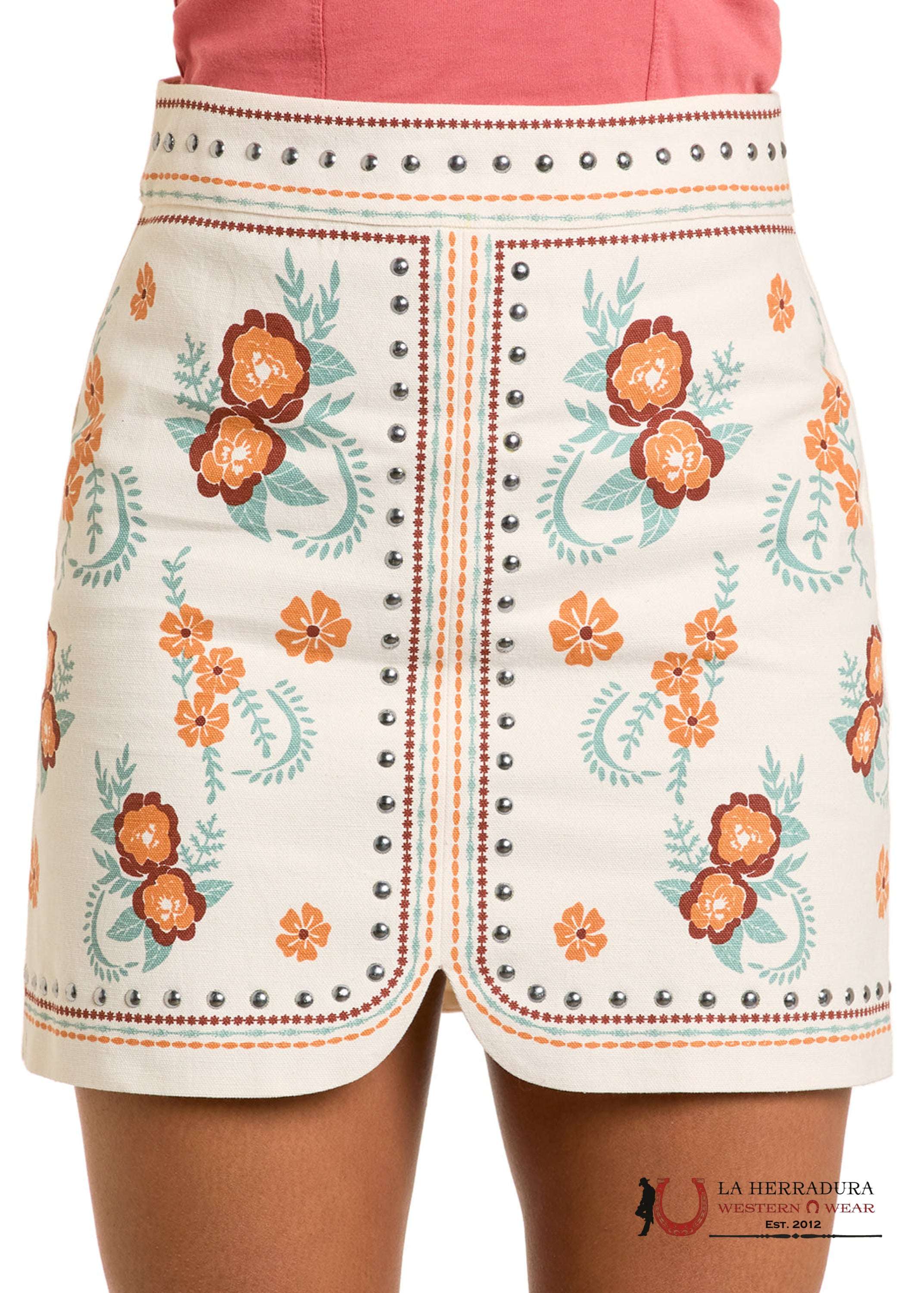 ROCK & ROLL WOMEN’S FLORAL PRINT SKIRT- BM69B06318 ROPA MUJERES