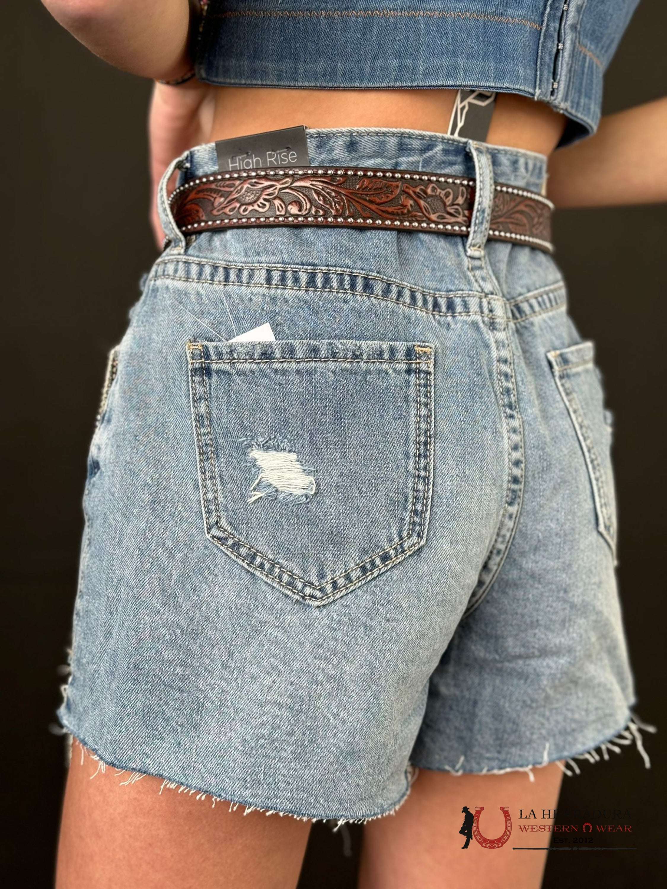 Rock&Roll Women’s Light Wash Chain Fringe Shorts Ropa Mujeres