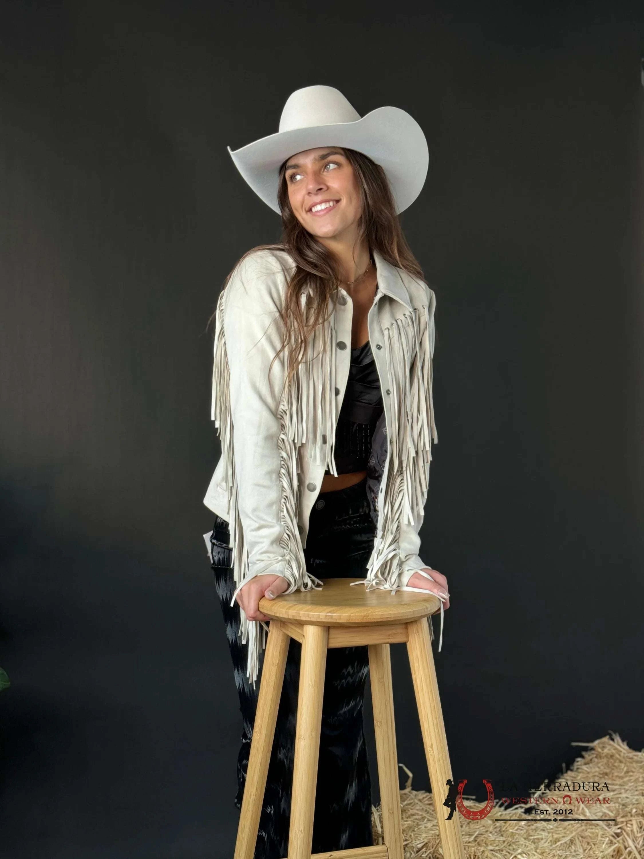 Rock&Roll Womens Micro Suede Jacket W Fringe Natural Ropa Mujeres