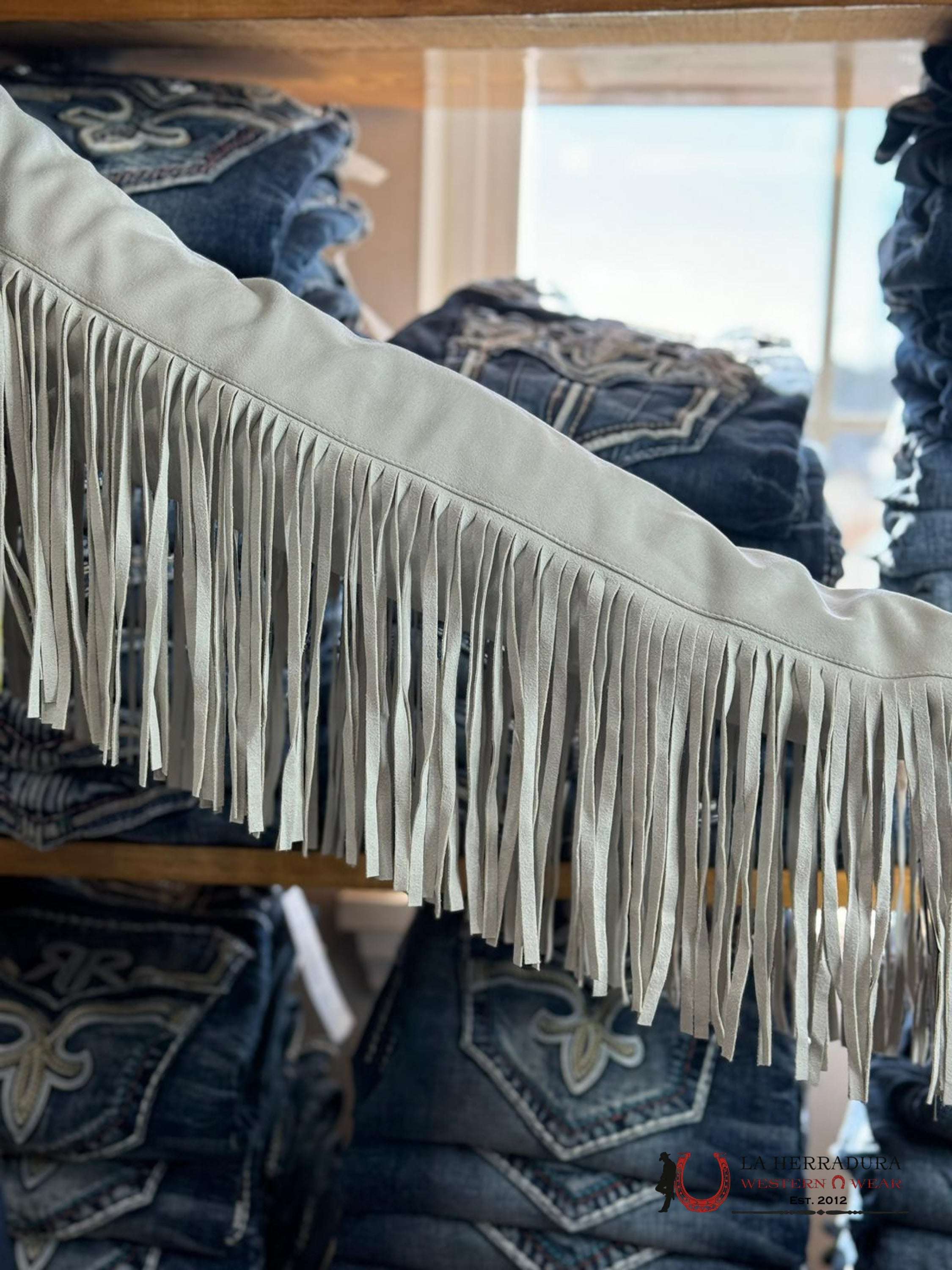 Rock&Roll Womens Micro Suede Jacket W Fringe Natural Ropa Mujeres