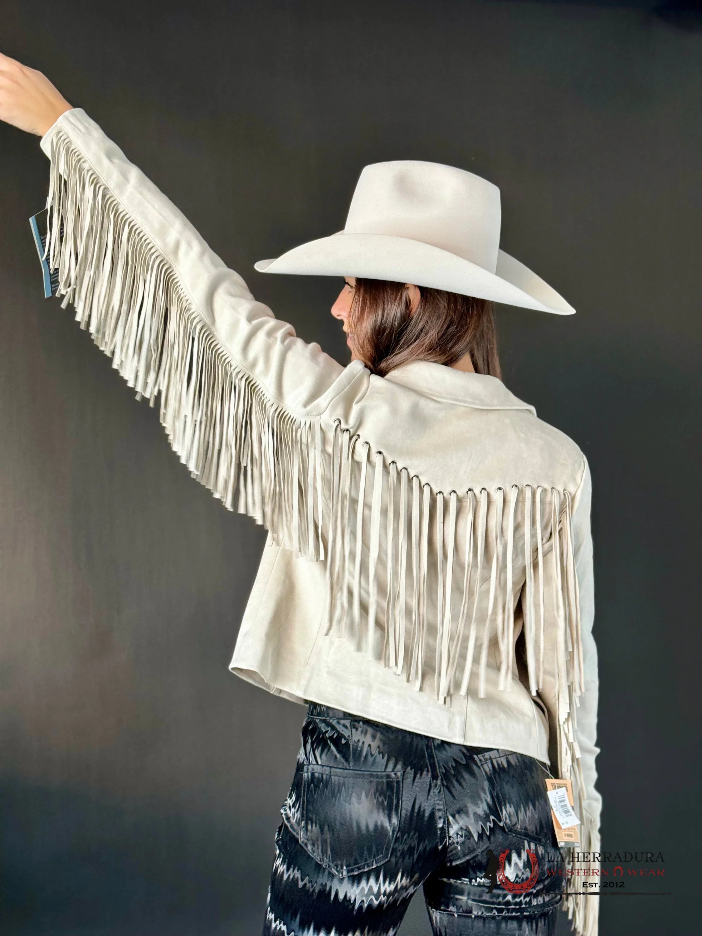 Rock&Roll Womens Micro Suede Jacket W Fringe Natural Ropa Mujeres