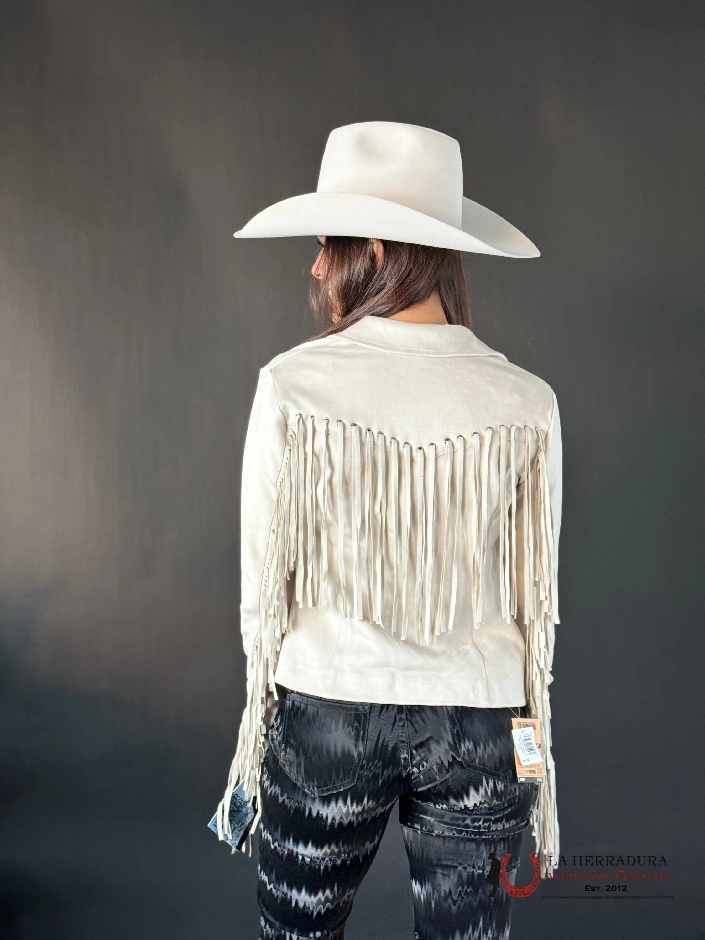 Rock&Roll Womens Micro Suede Jacket W Fringe Natural Ropa Mujeres
