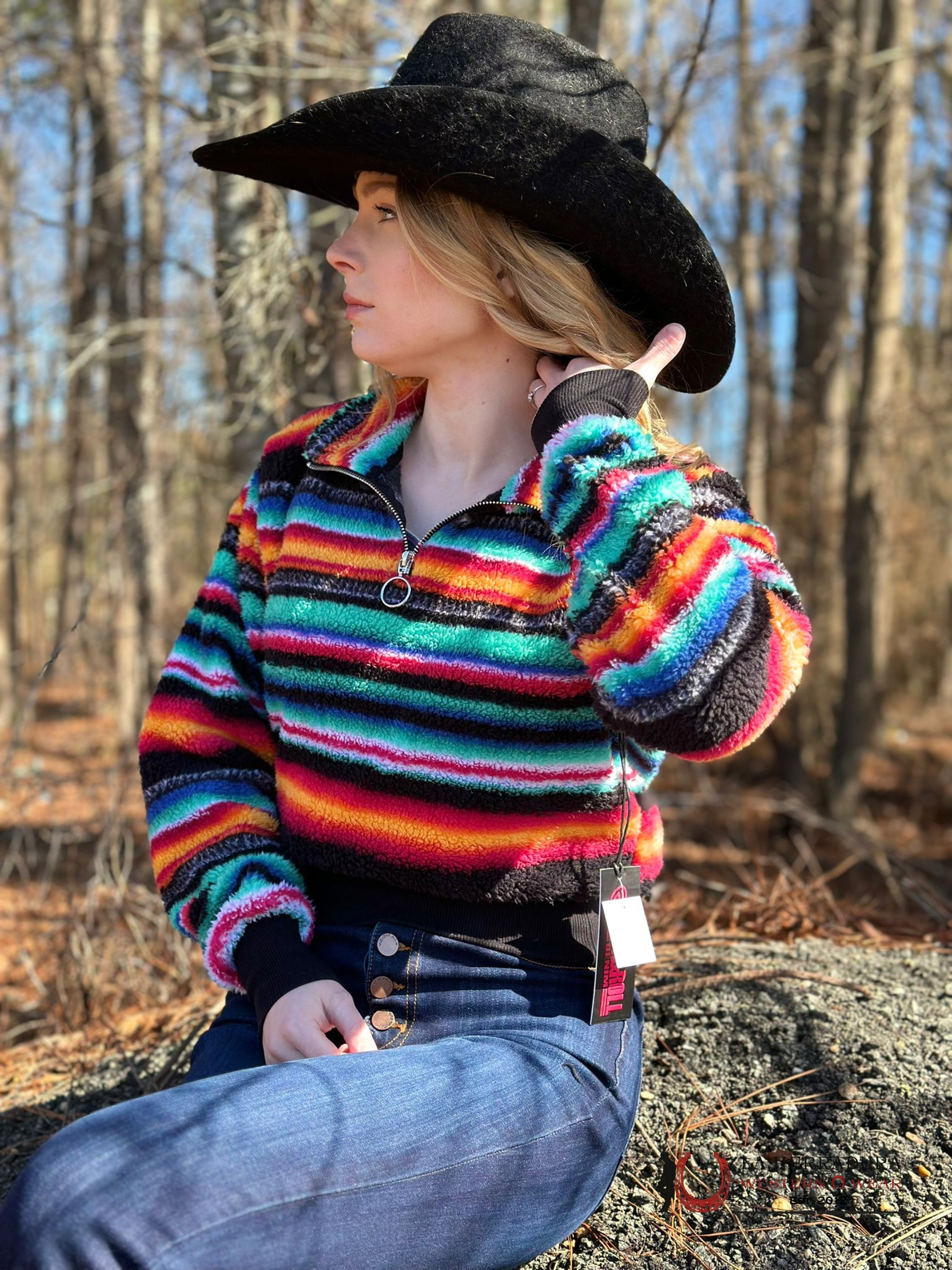 Rock&Roll Womens Multi Stripe All Over Print Pullover Ropa Mujeres