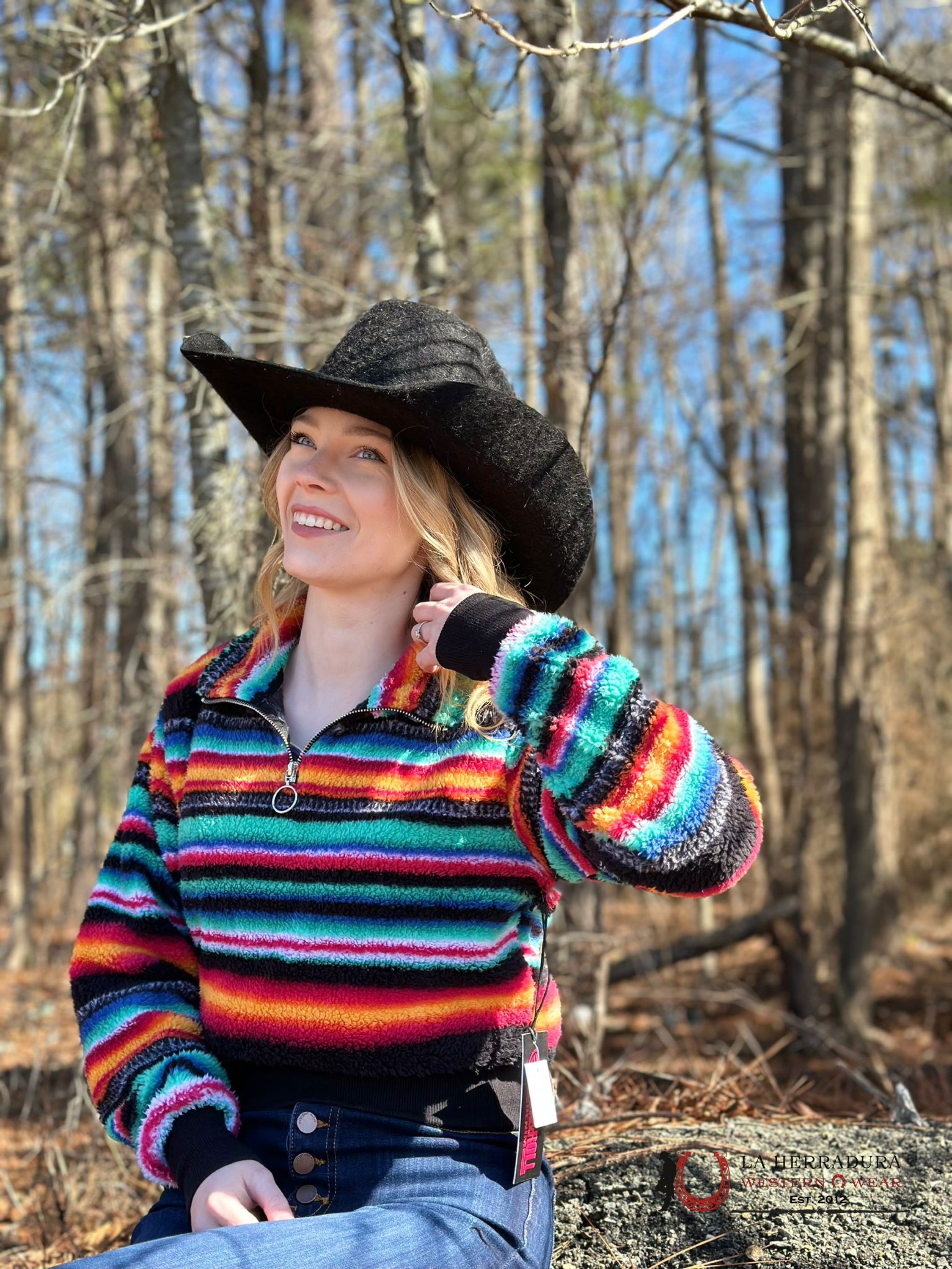 Rock&Roll Womens Multi Stripe All Over Print Pullover Ropa Mujeres