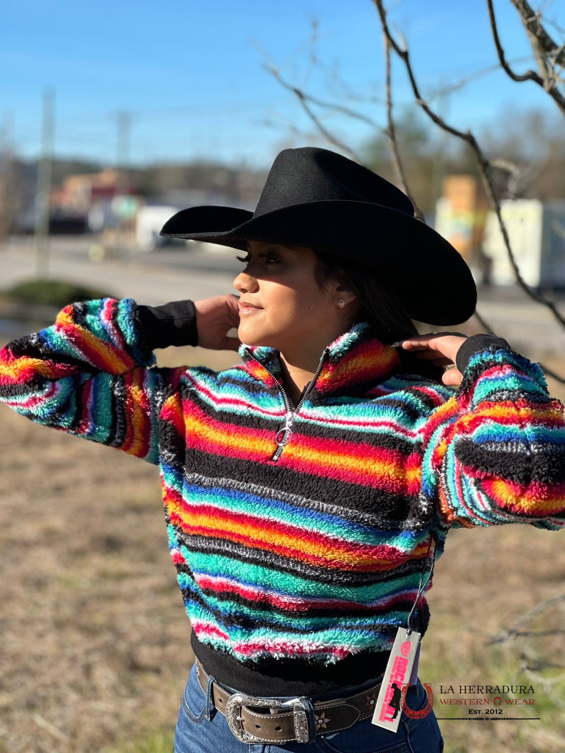 Rock&Roll Womens Multi Stripe All Over Print Pullover Ropa Mujeres