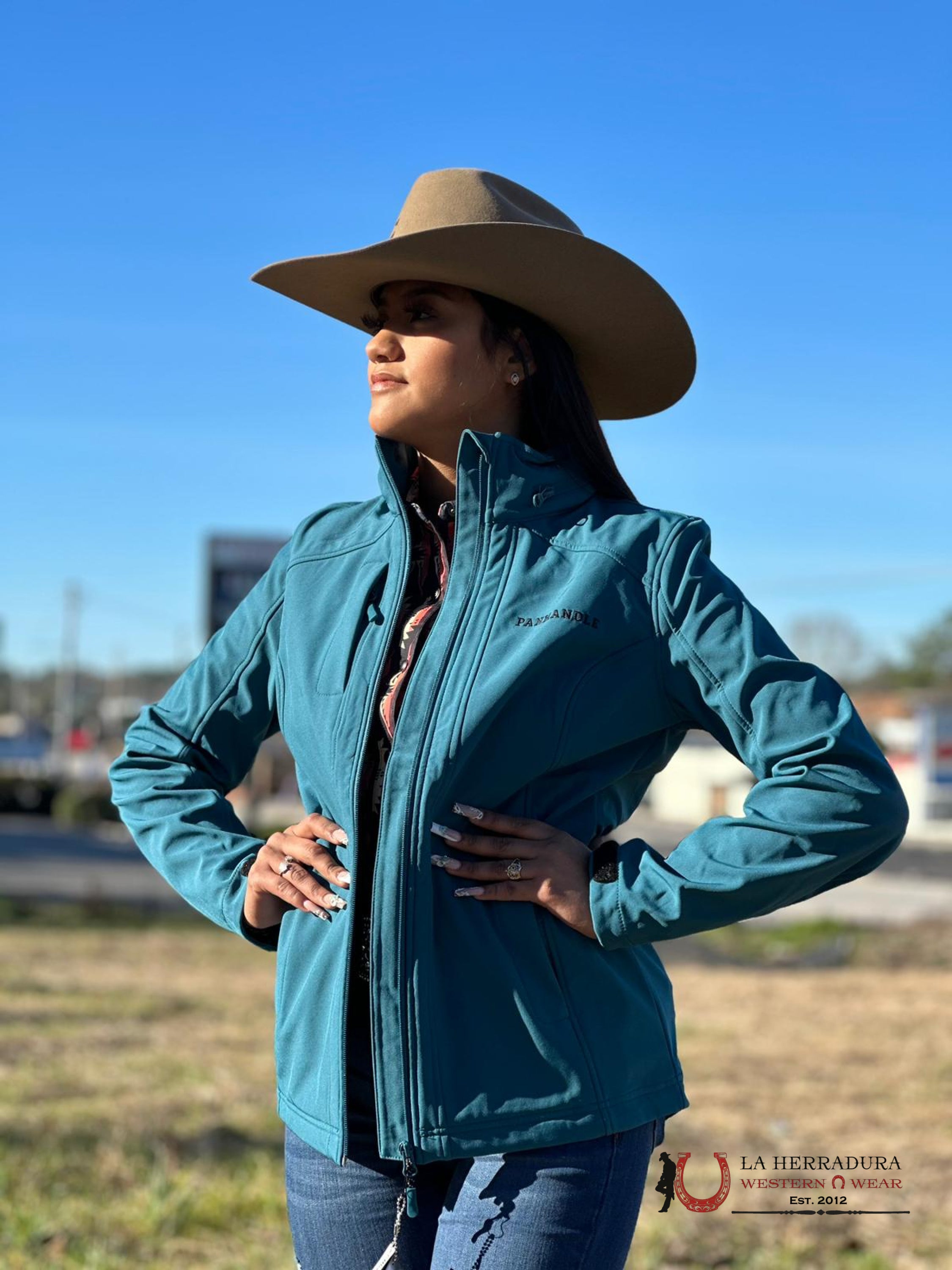 Rock&Roll Womens Panhandle Emb Softshell Teal Ropa Mujeres