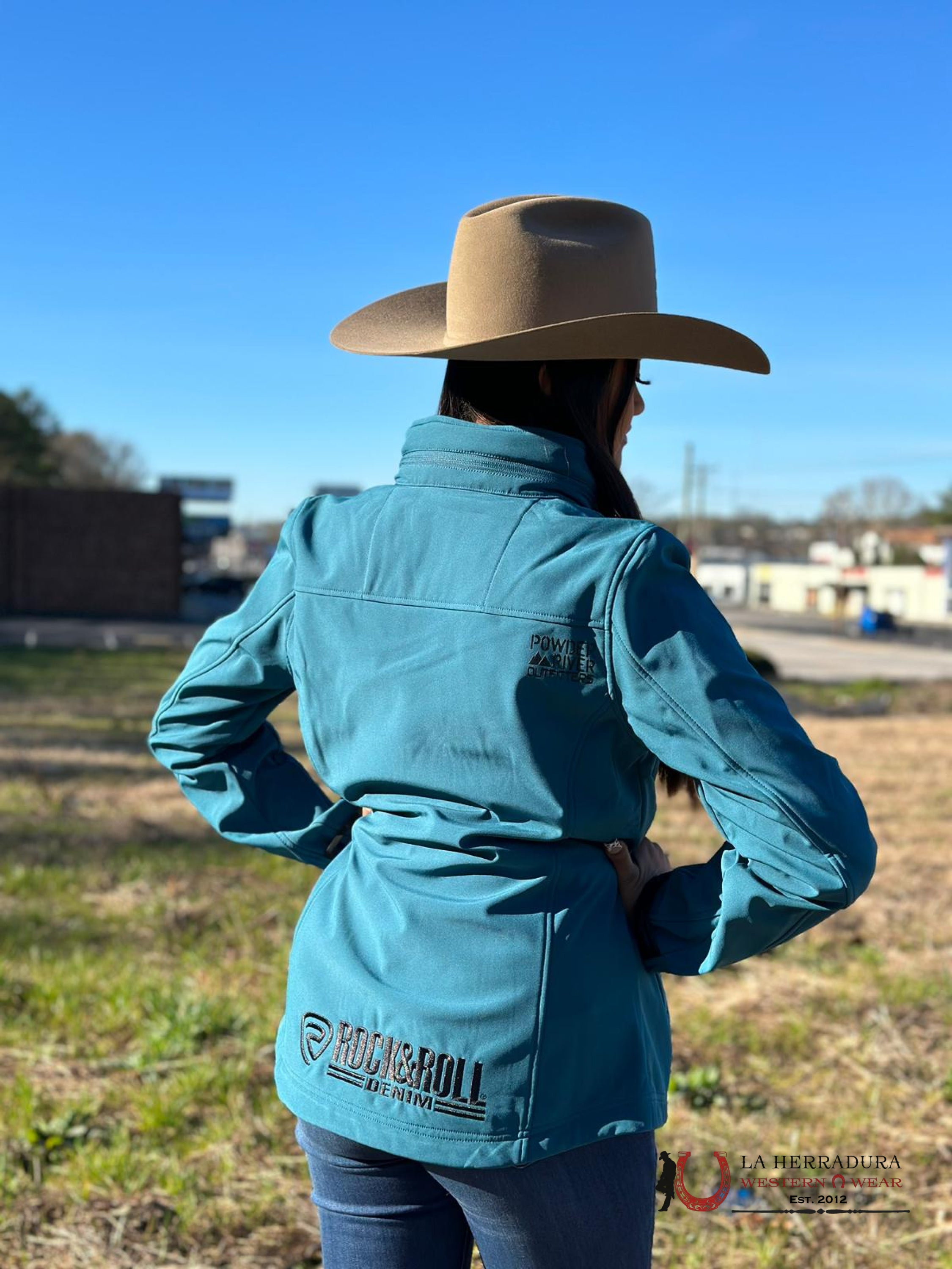 Rock&Roll Womens Panhandle Emb Softshell Teal Ropa Mujeres