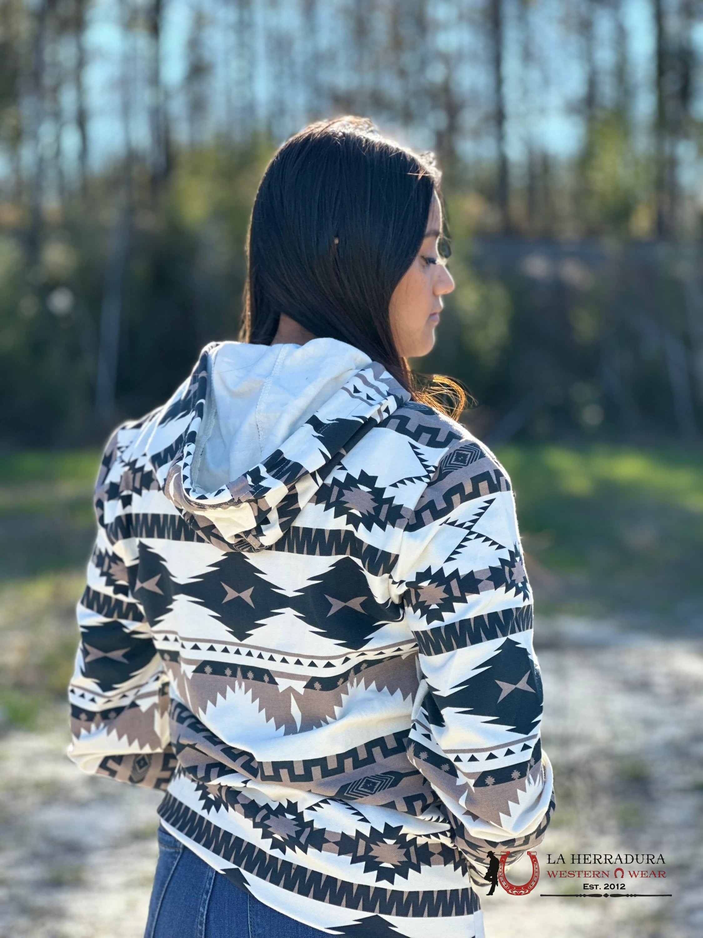 Rock&Roll Womens Panhandle Natural Printed Aztec Knit Hoodie Ropa Mujeres