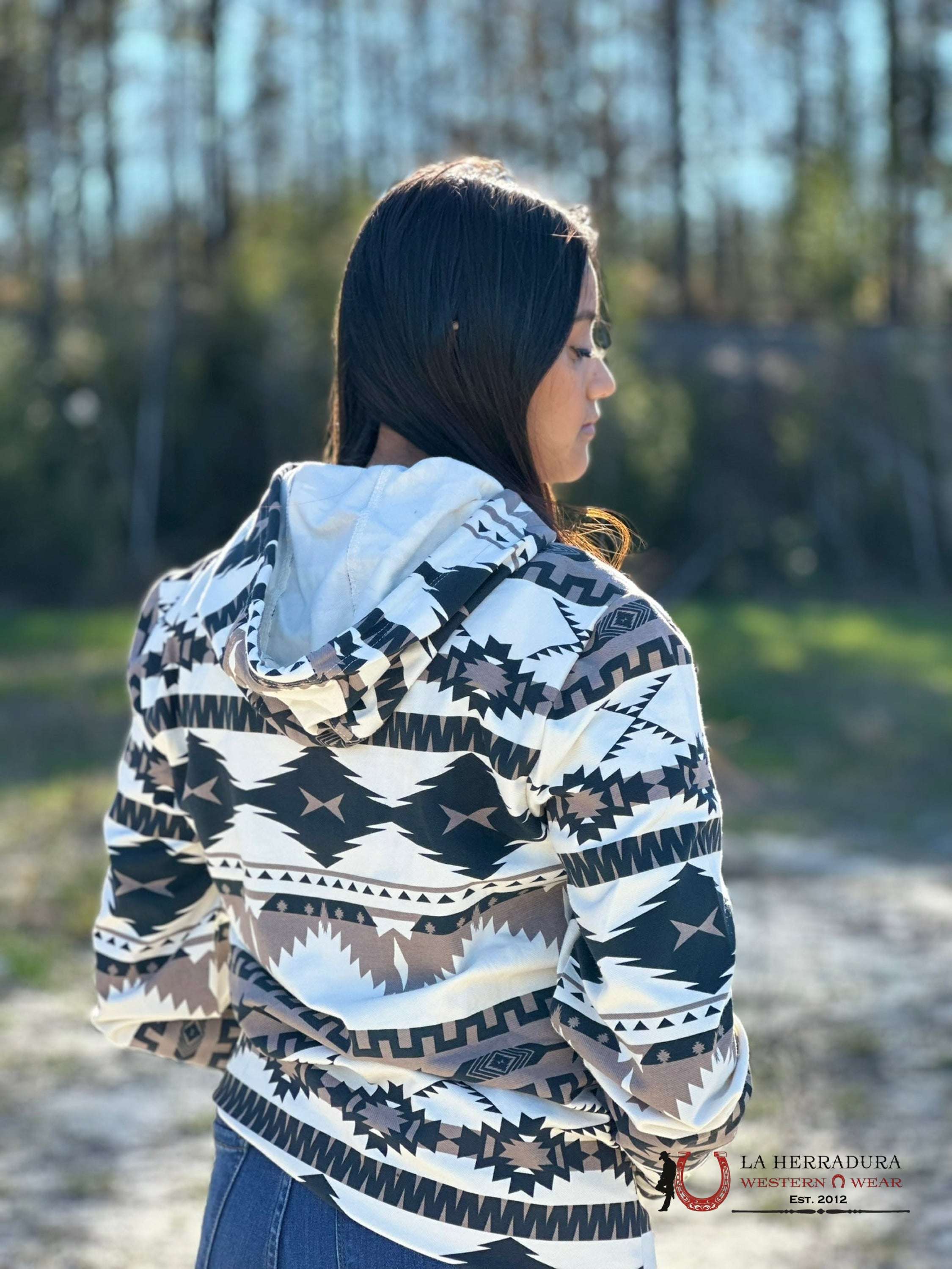 Rock&Roll Womens Panhandle Natural Printed Aztec Knit Hoodie Ropa Mujeres
