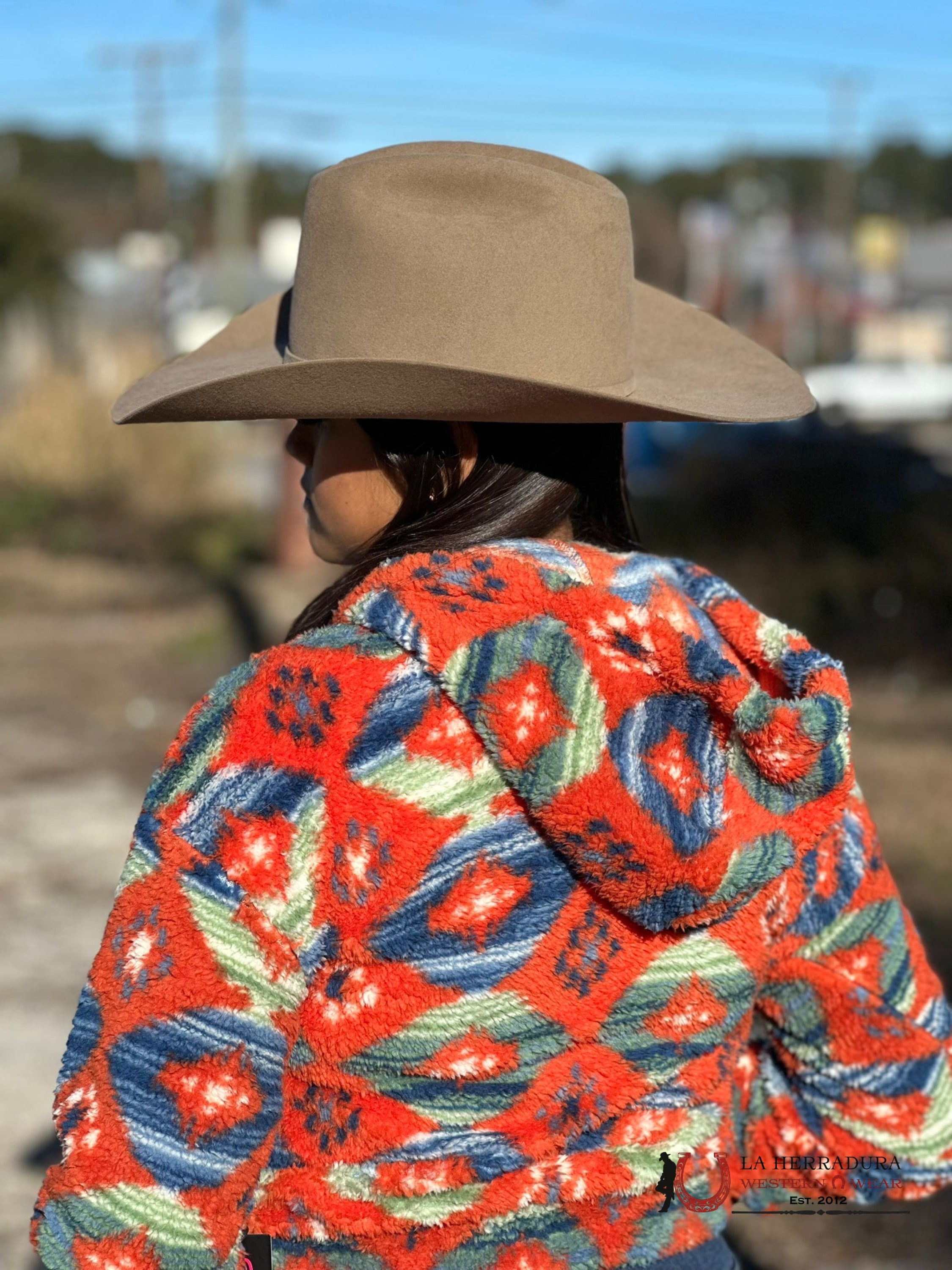 Rock&Roll Womens Rust All Over Print Hoodie Ropa Mujeres