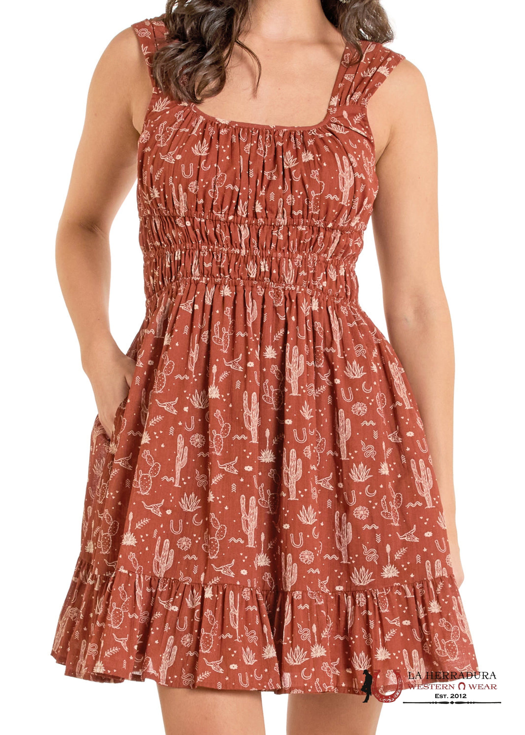 ROCK & ROLL WOMEN’S RUST DESERT PRINT MINI DRESS- BWD0R06293 ROPA MUJERES