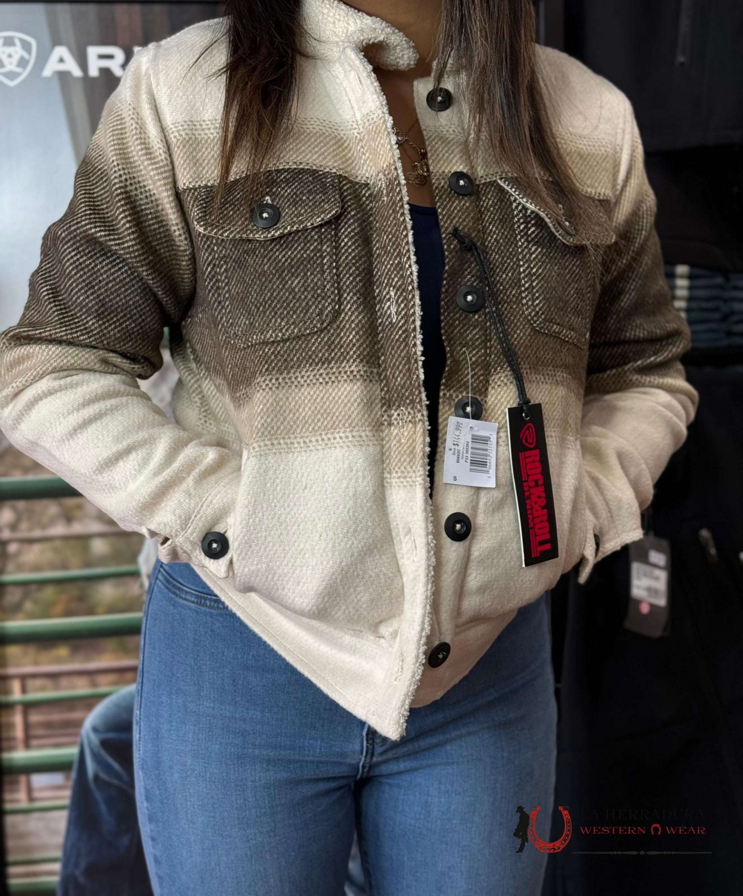 Rock&Roll Womens Sherpa Jacket Brown Ropa Mujeres
