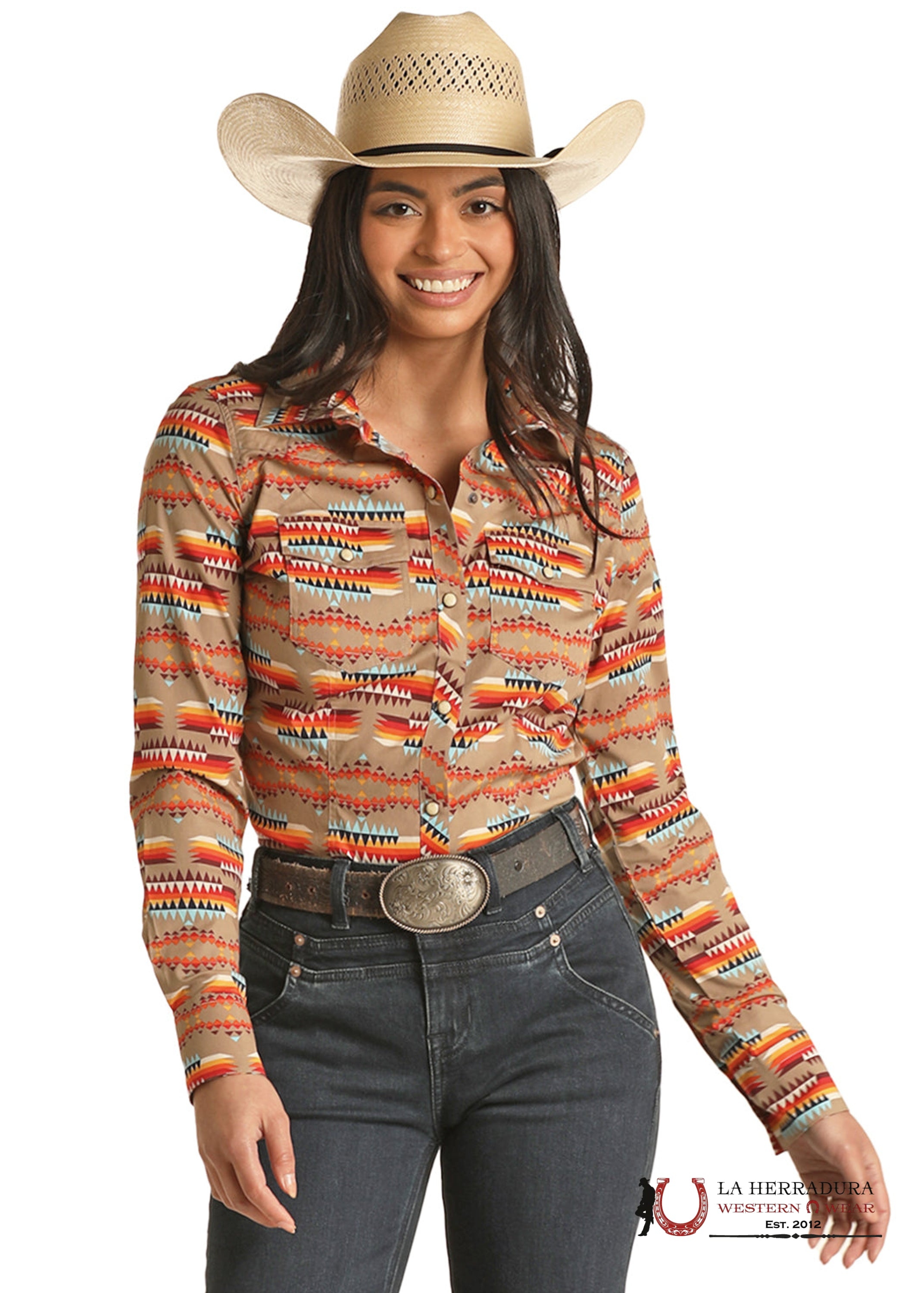 ROCK&ROLL WOMENS TAN AZTEC SNAP RRWSOSR0QE ROPA MUJERES