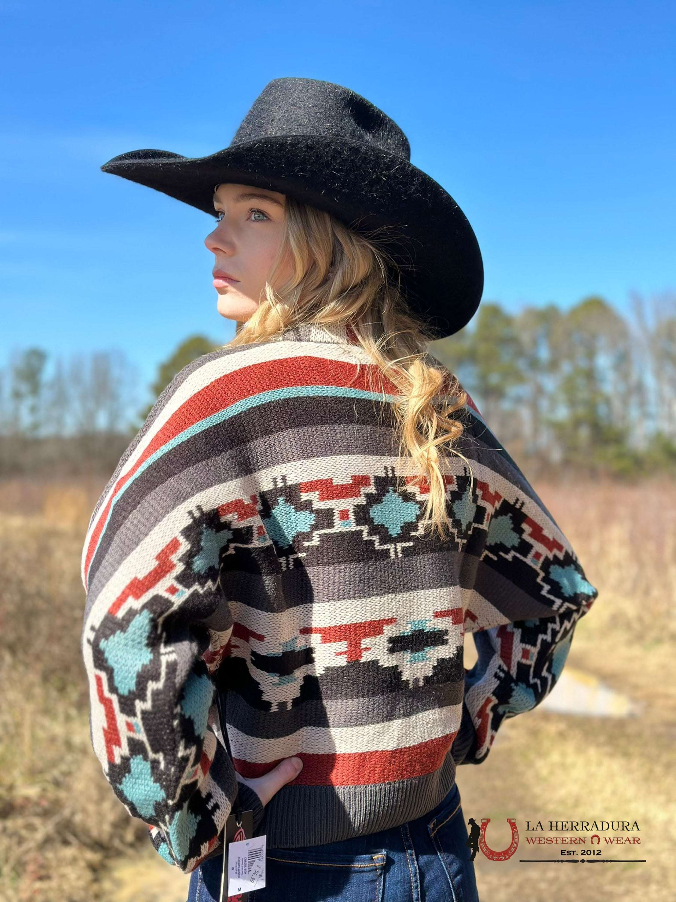 Rock&Roll Womens Teal/Rust Multi Color Sweater Ropa Mujeres