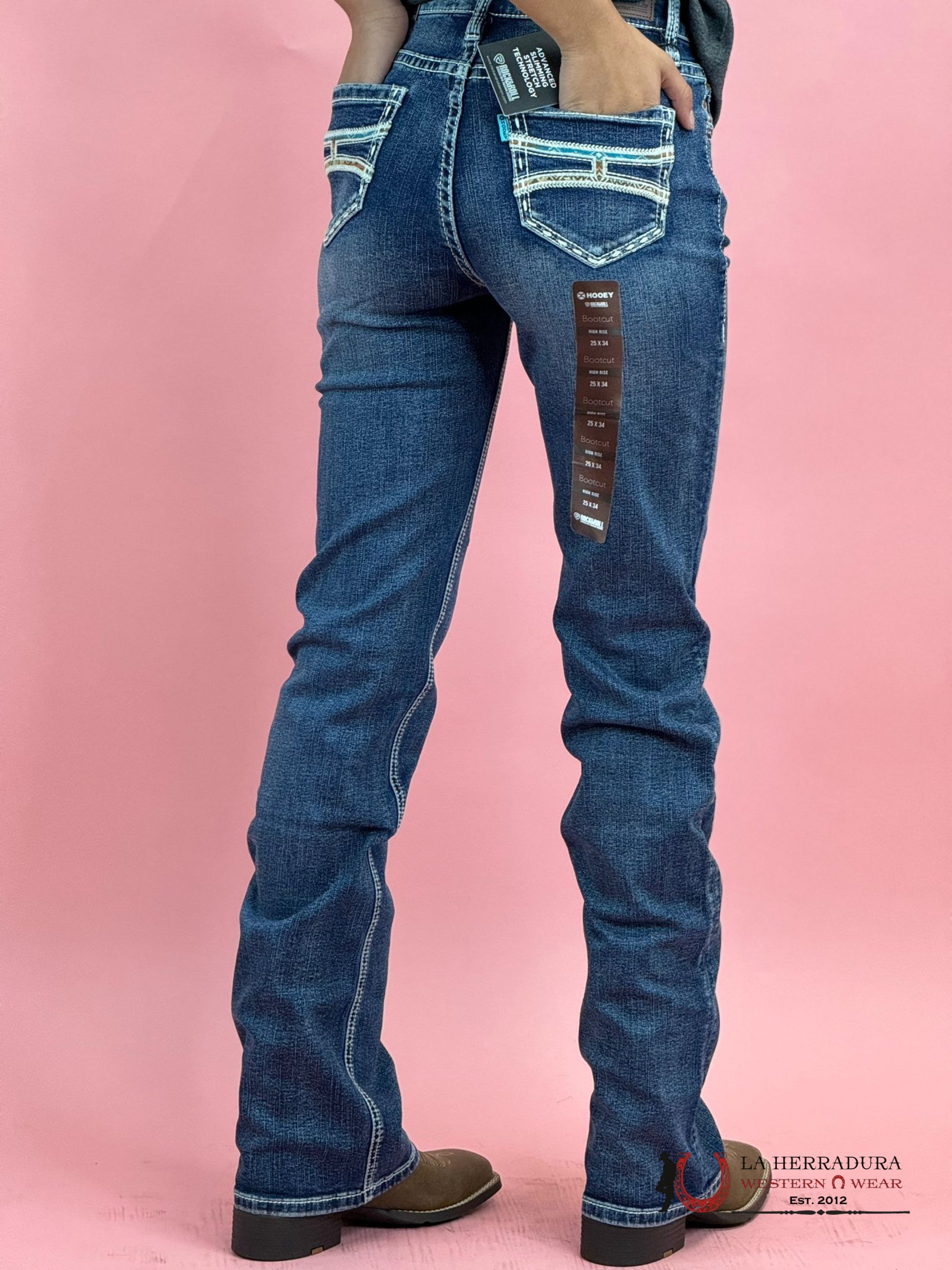 Rock&Roll X Hooey Medium Vintage Aztec Detail Bootcut Jeans Women