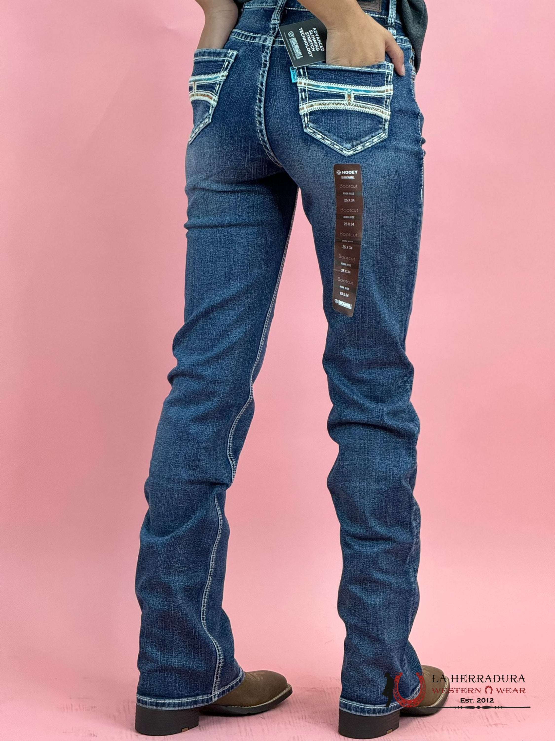 Rock&Roll X Hooey Medium Vintage Aztec Detail Bootcut Jeans Women