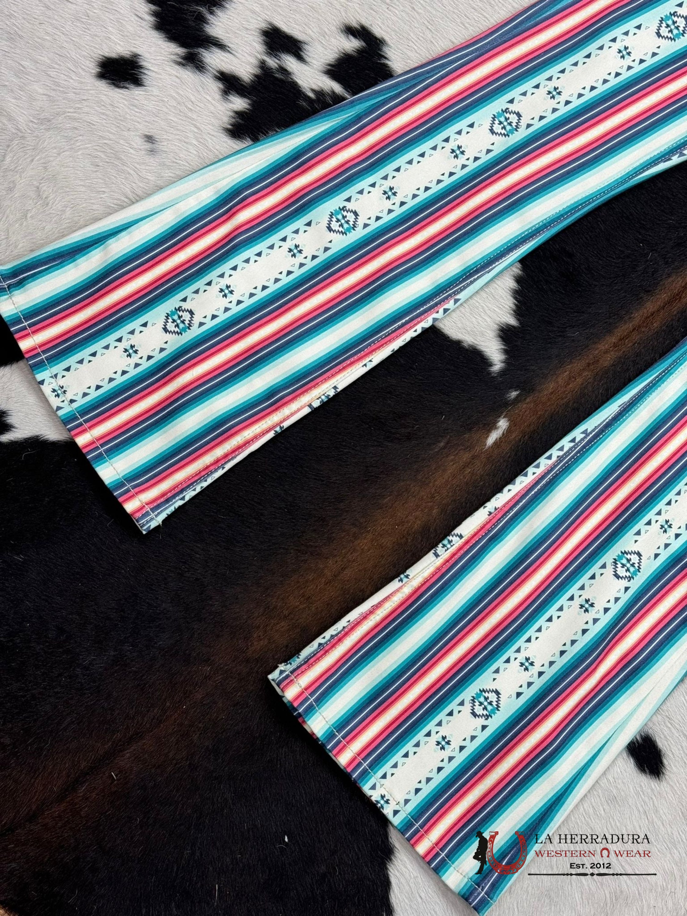 Rock&Roll X Hooey Natural Pastel Serape Print Baby Flare Jeans Women