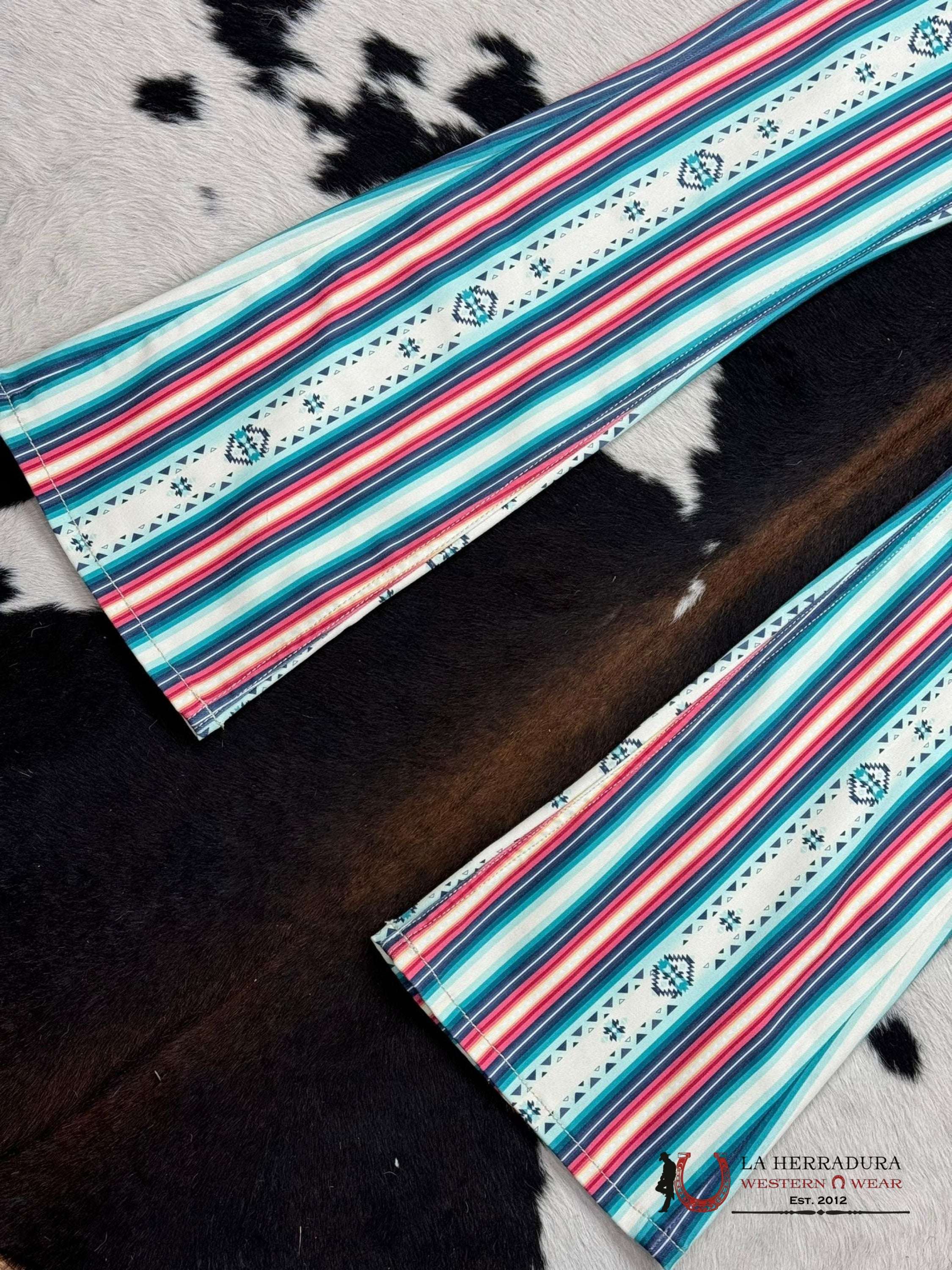 Rock&Roll X Hooey Natural Pastel Serape Print Baby Flare Jeans Women