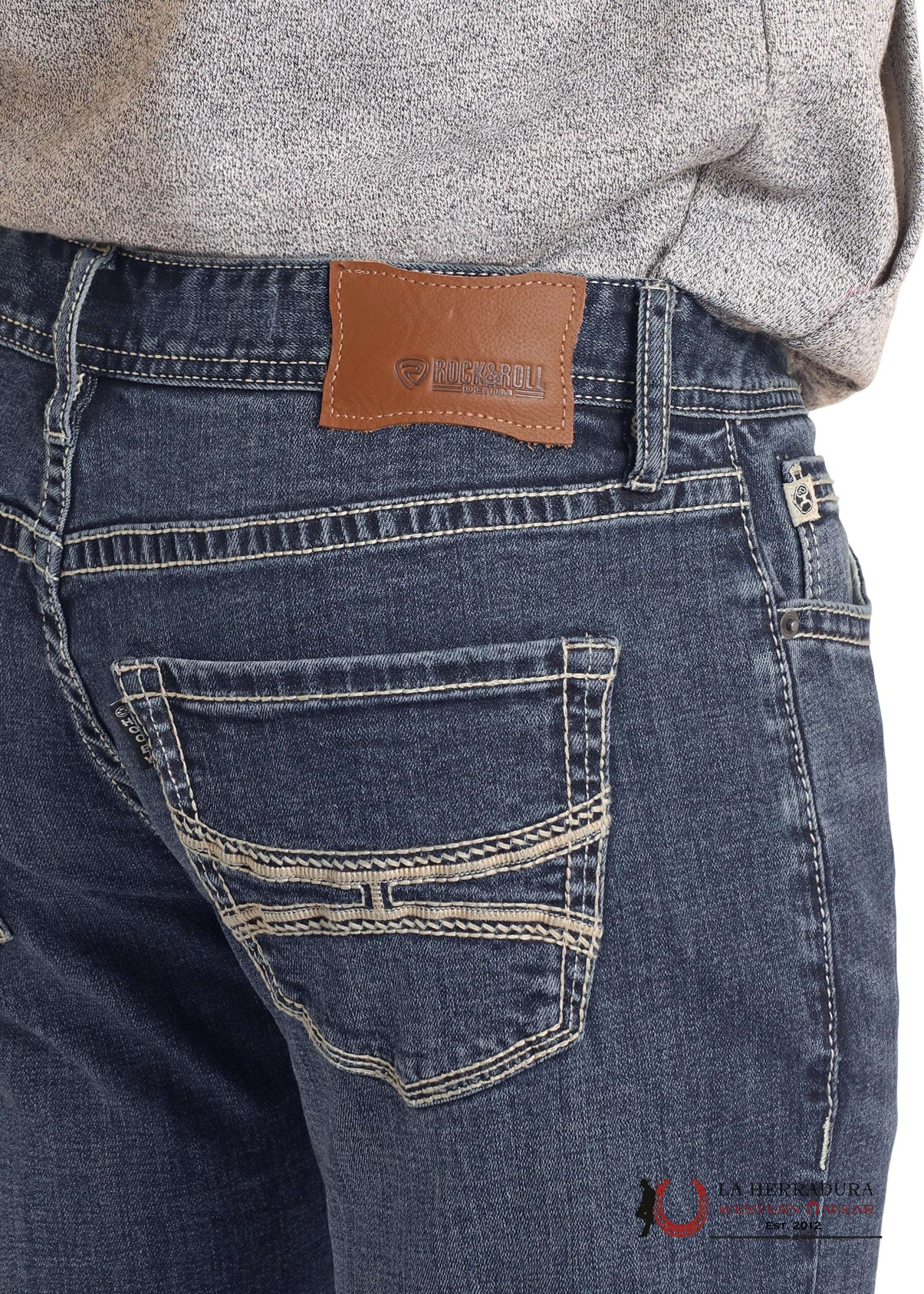 ROCK&ROLL X HOOEY ROPE EMB. MEDIUM WASH PISTOL STRAIGHT BOOT - HM1PD05036 ROPA HOMBRES