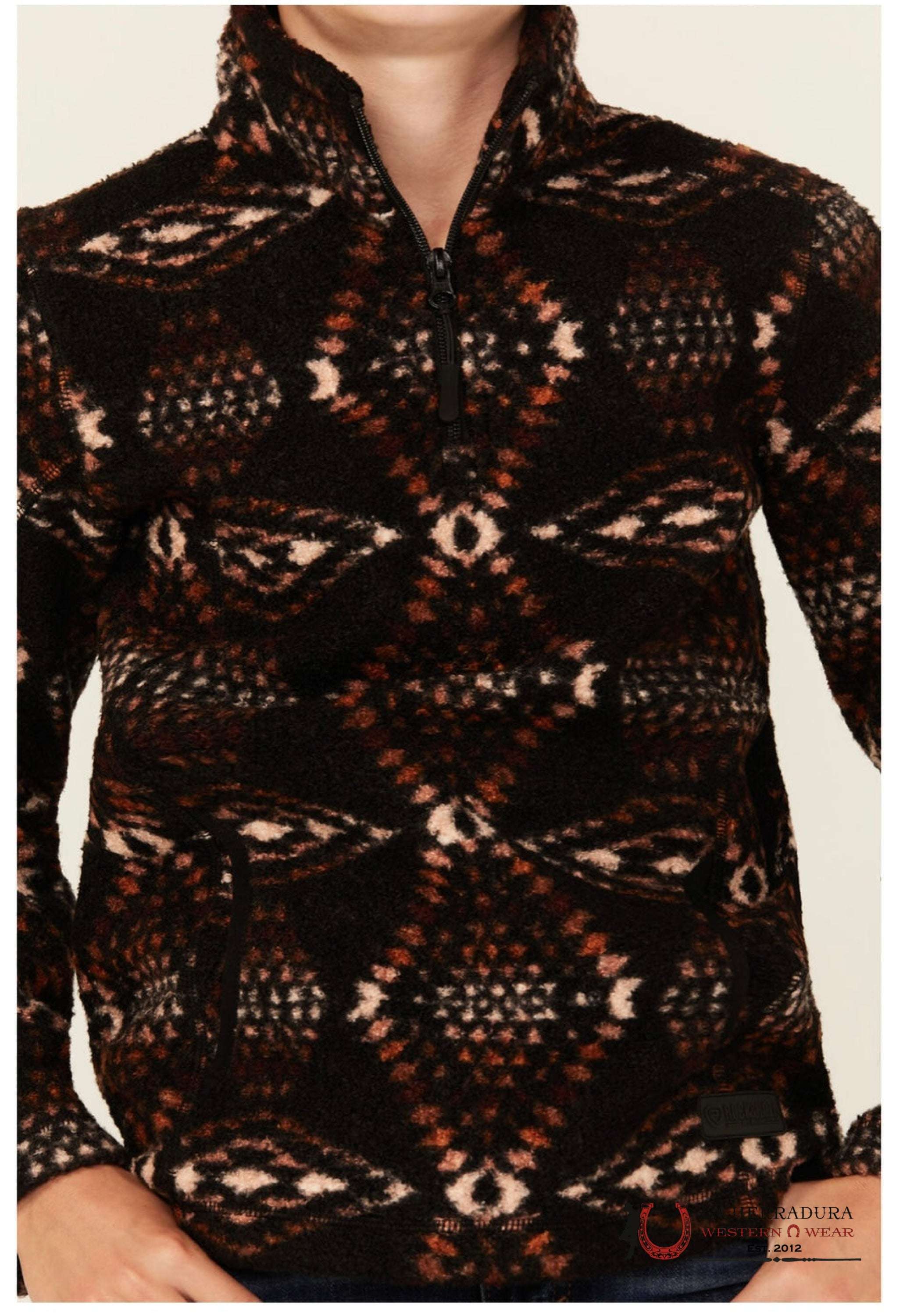 Rock&Roll Youth Brown Printed Berber 1/4 Zip - 308646 Niños