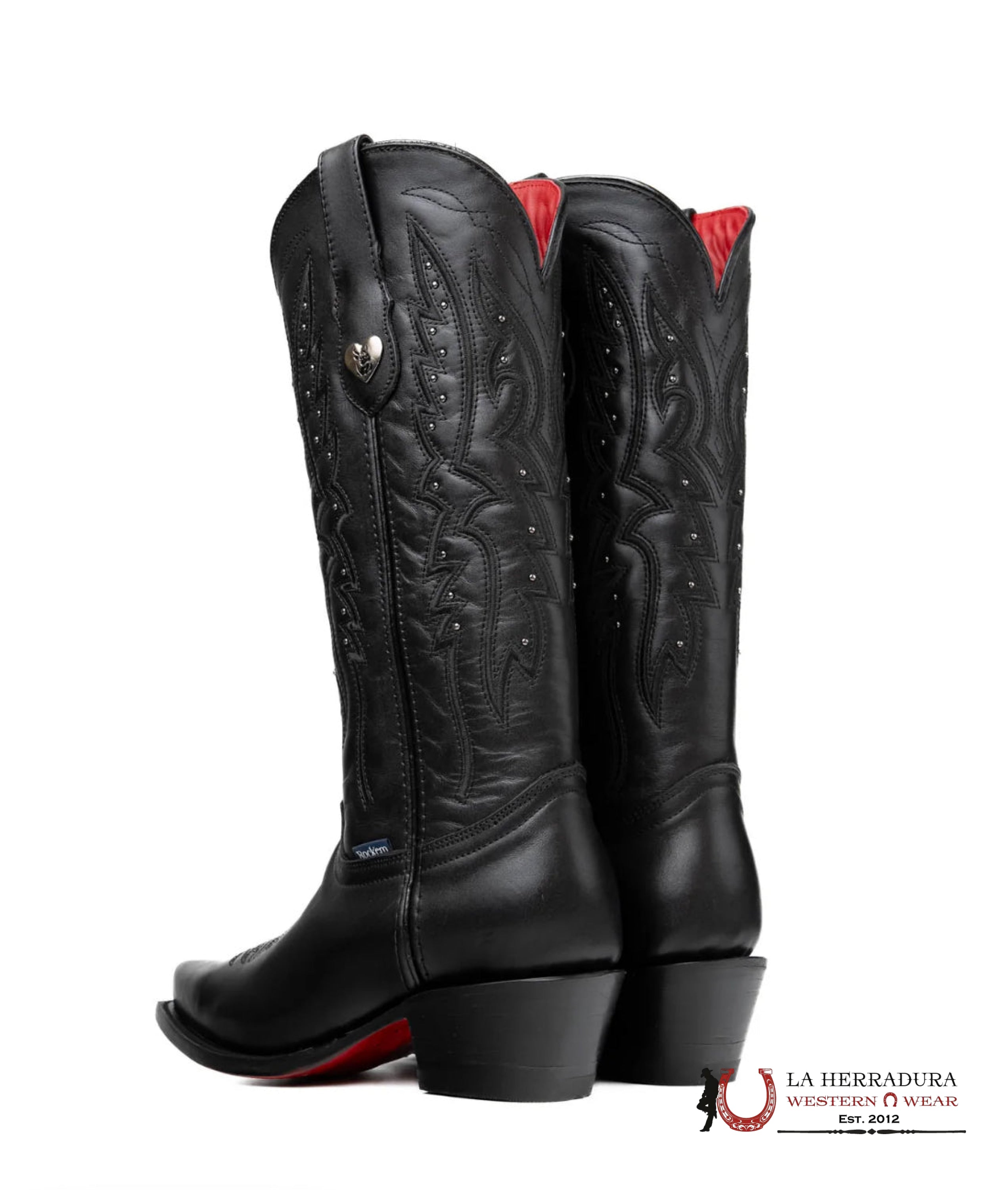 EST. ALEXA BEIRUT NEGRO RETRO RED BOTTOM POINT TOE BOTAS MUJERES