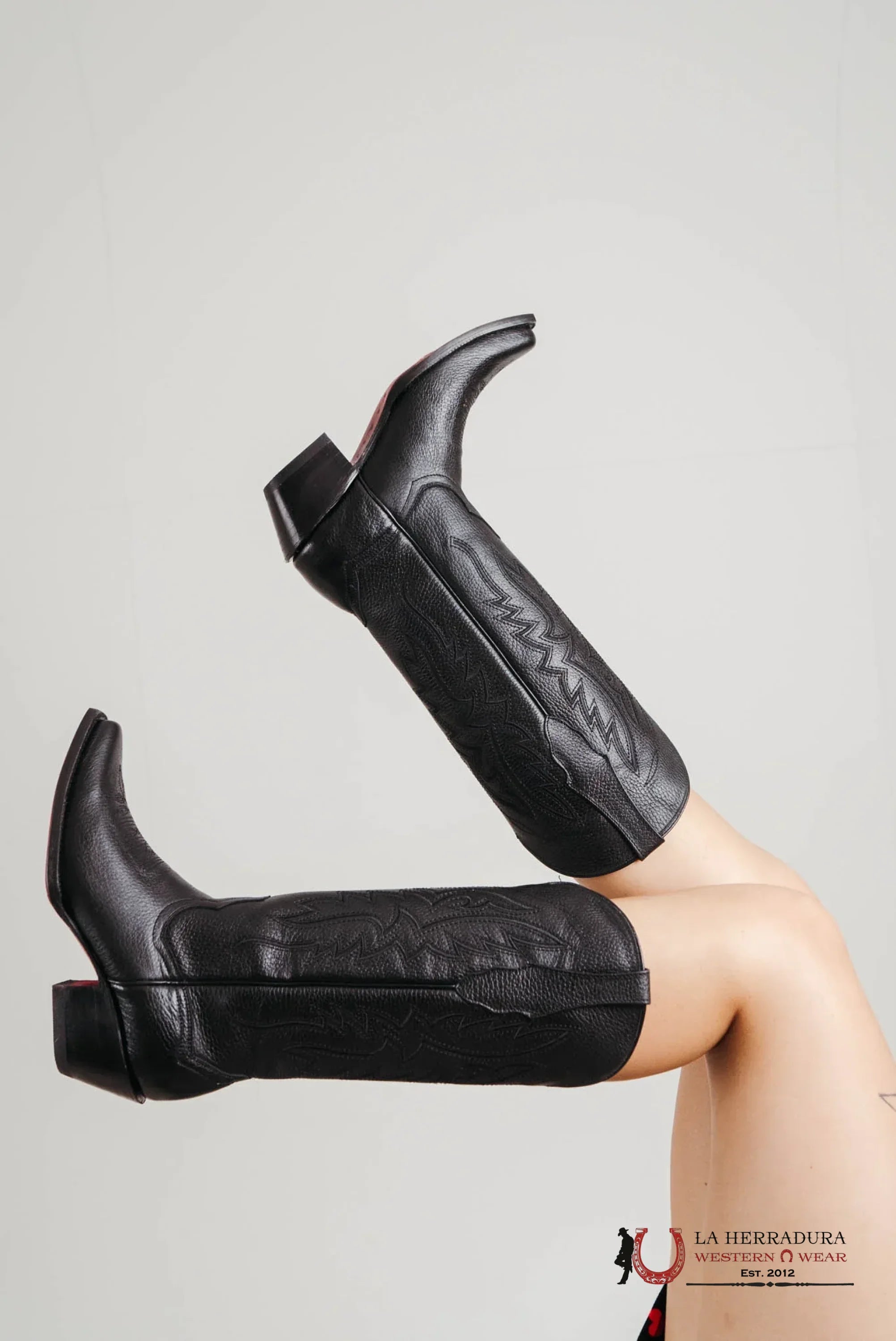 Alexa Clon Venado Negro Oval Red Bottom Boot Botas Mujeres