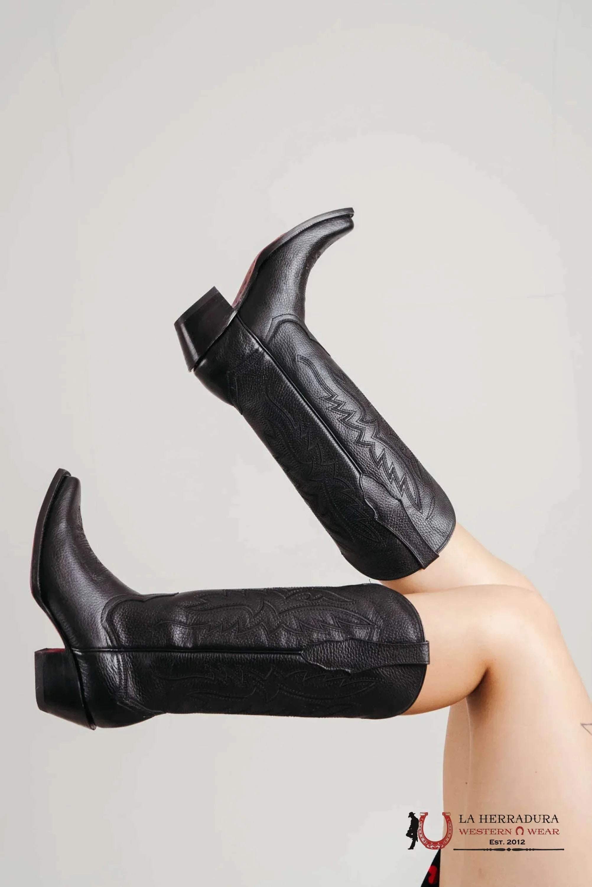Alexa Clon Venado Negro Oval Red Bottom Boot Botas Mujeres