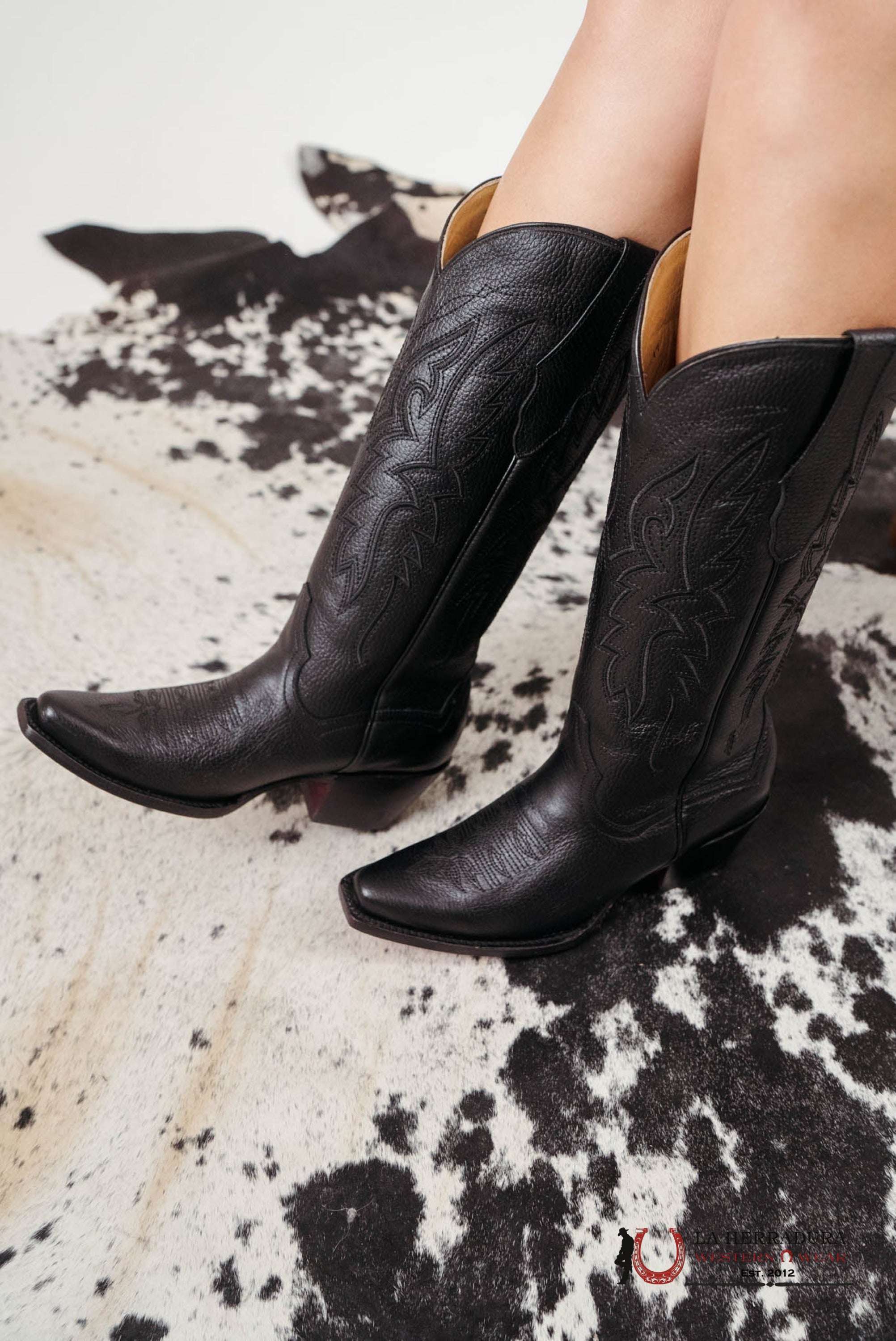 Alexa Clon Venado Negro Oval Red Bottom Boot Botas Mujeres