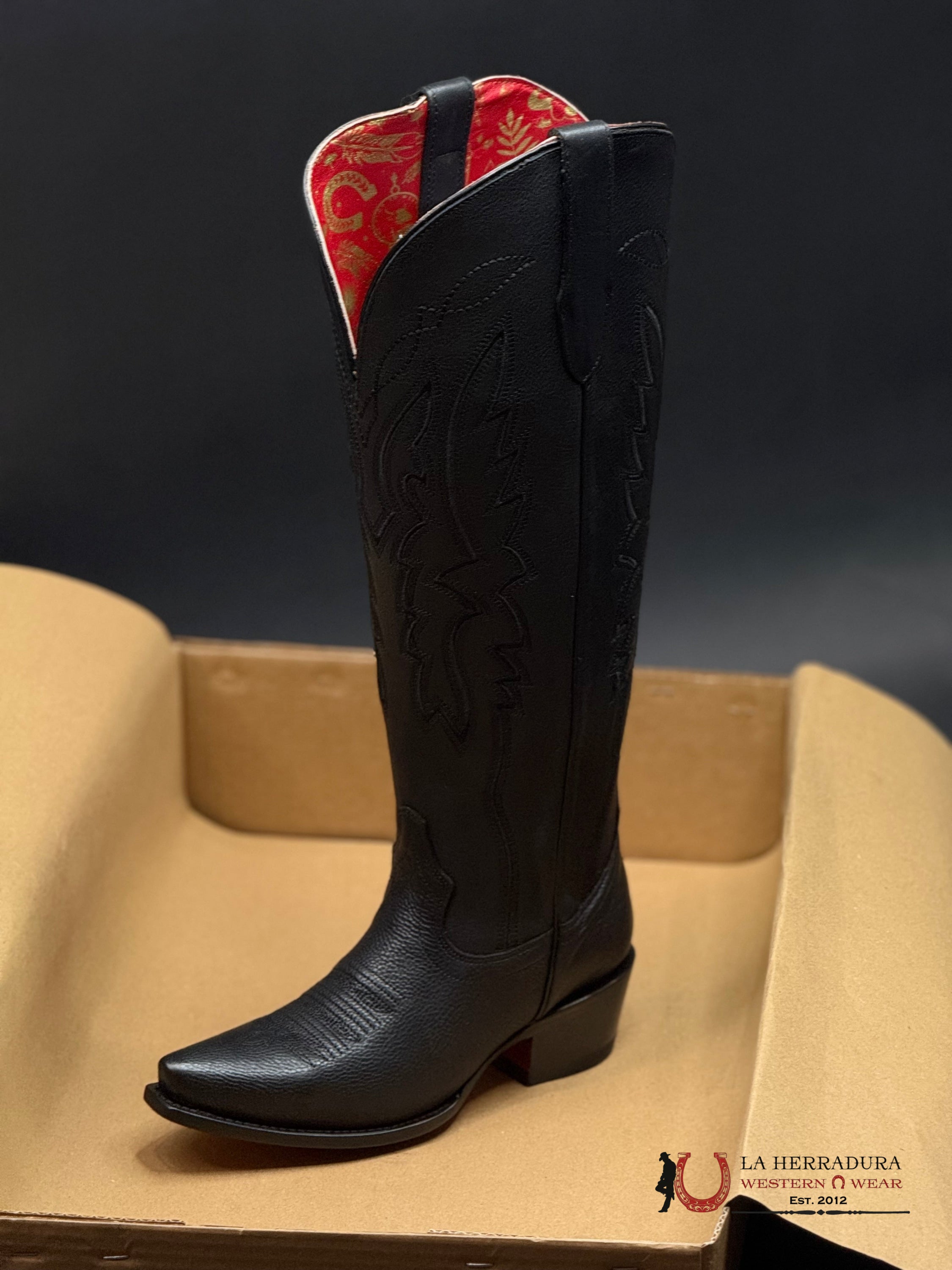 ALEXA WIDE CALF ROCCA SOFT BLACK PUNTAL LADY RED BOTTOM TALL BOOT BOTAS MUJERES