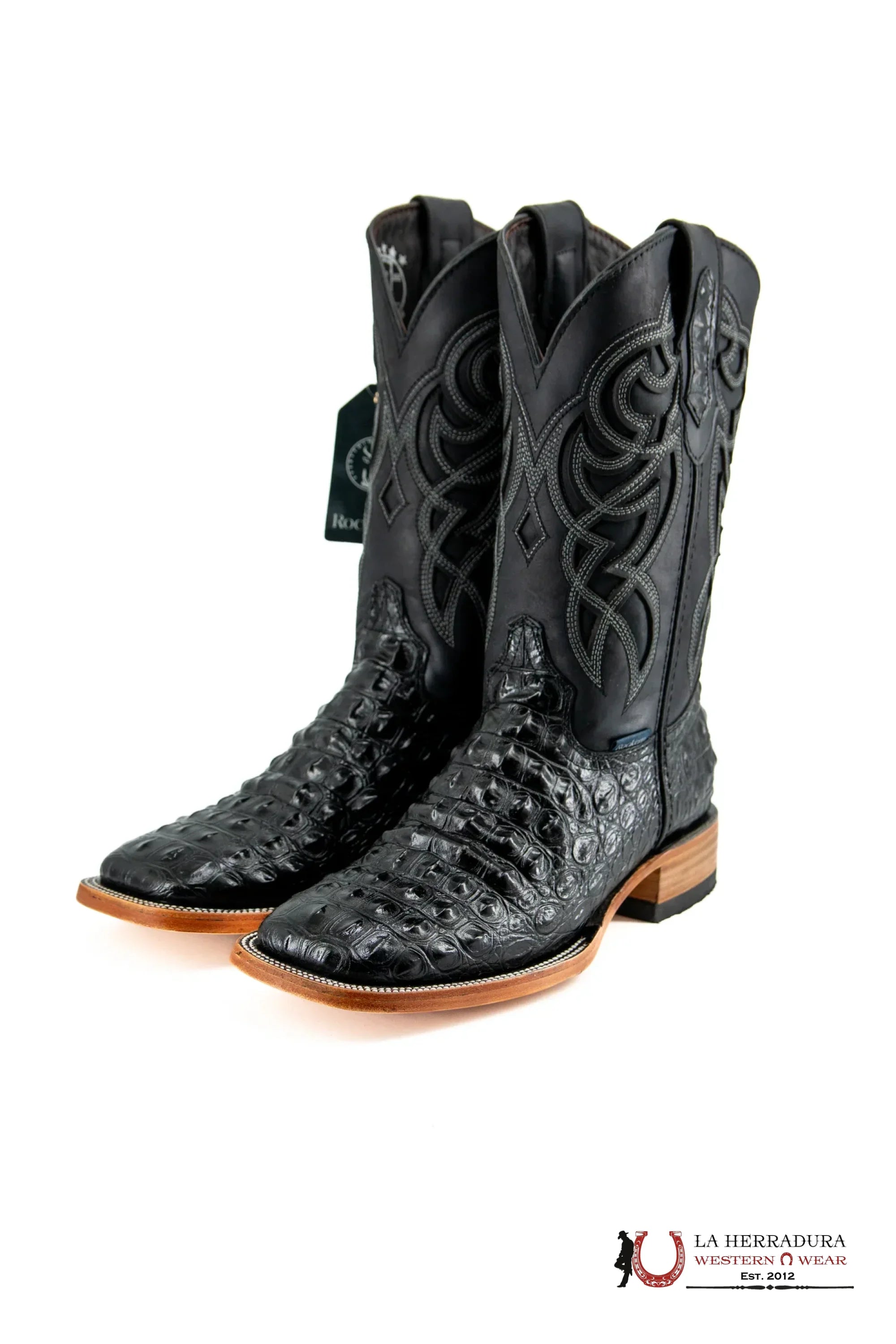 Mens Imit Lomo De Nilo Black Boot Botas Hombres