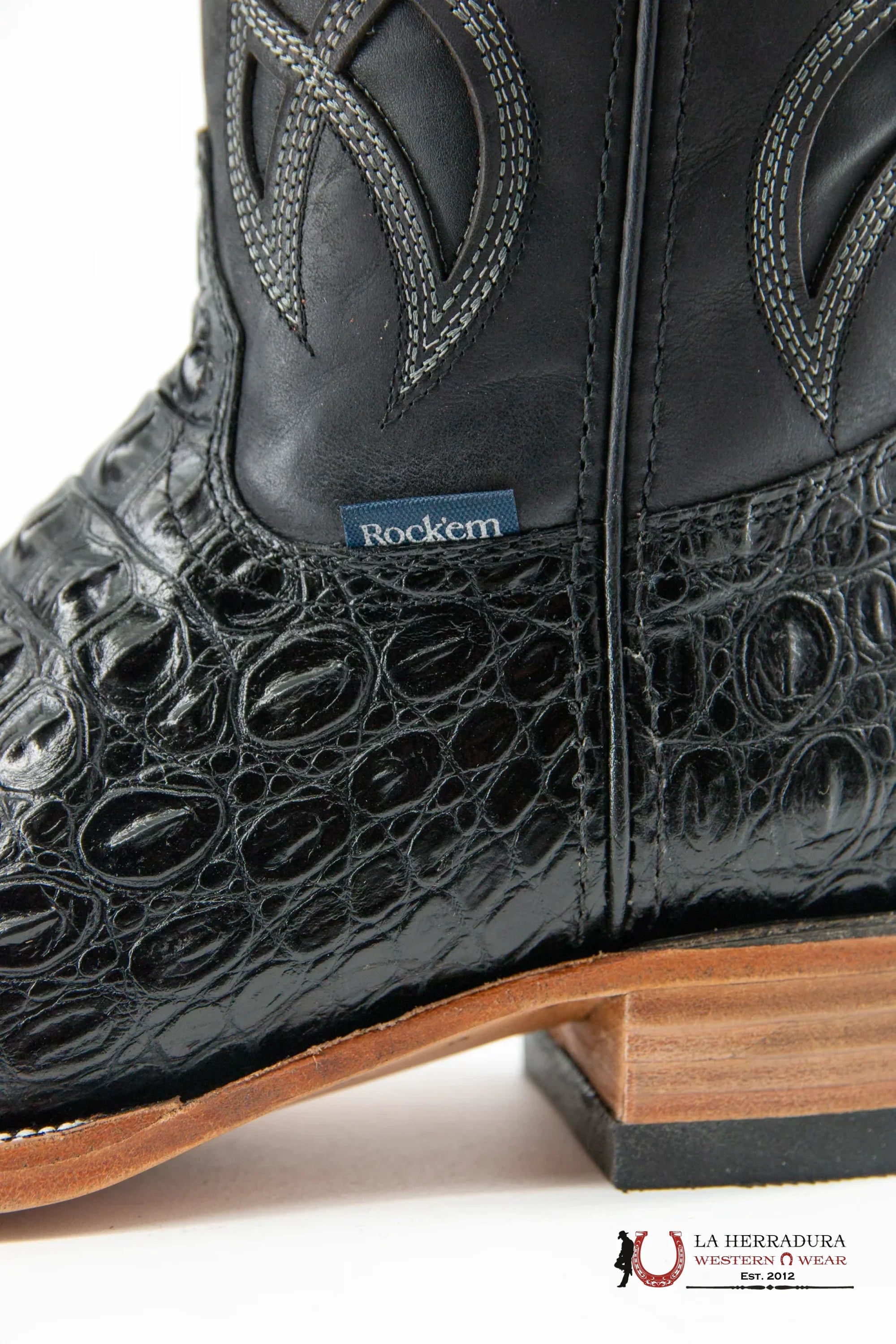 Mens Imit Lomo De Nilo Black Boot Botas Hombres