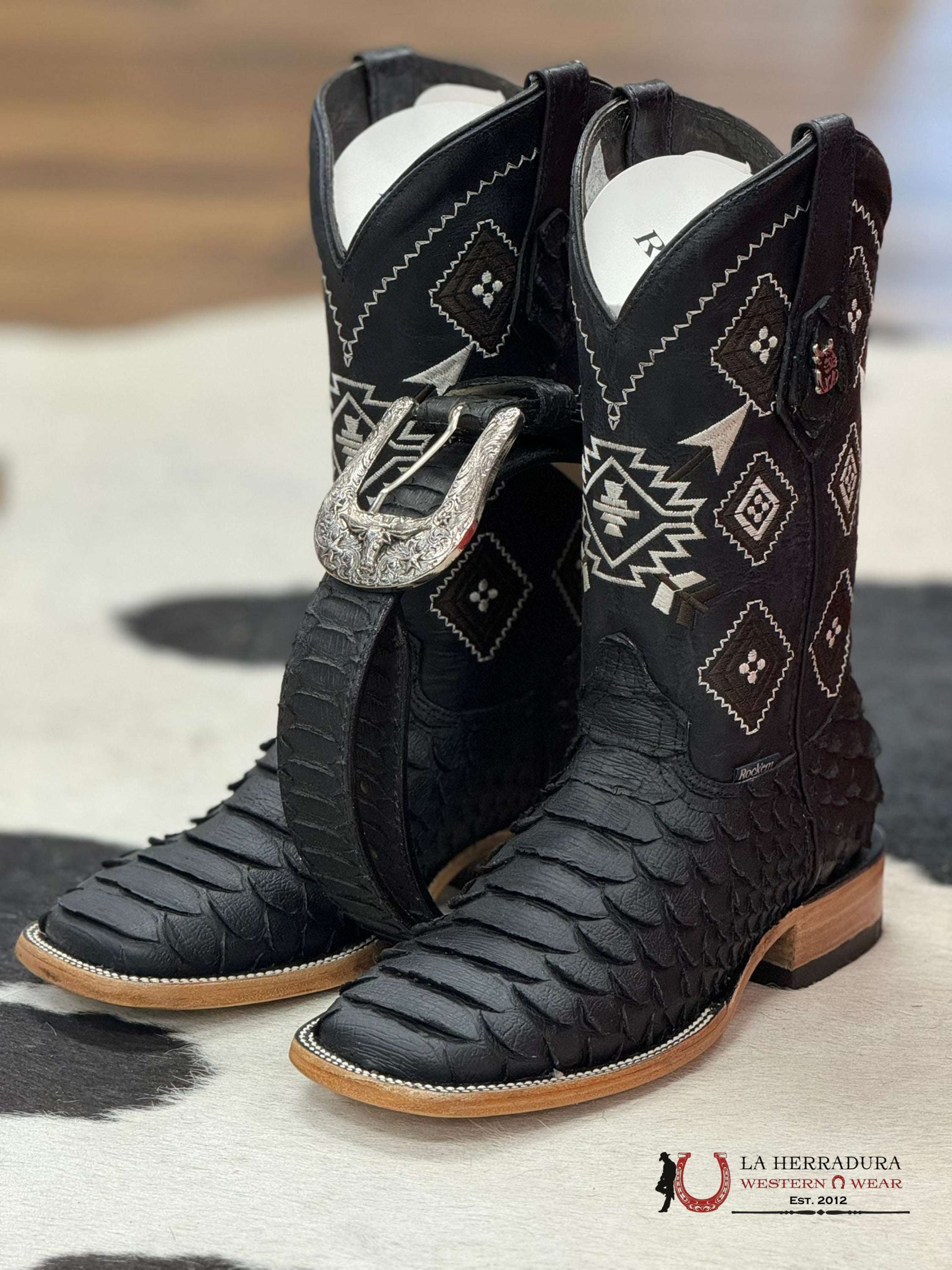 Mens Python Mega Negro Matte Boot Botas Hombres