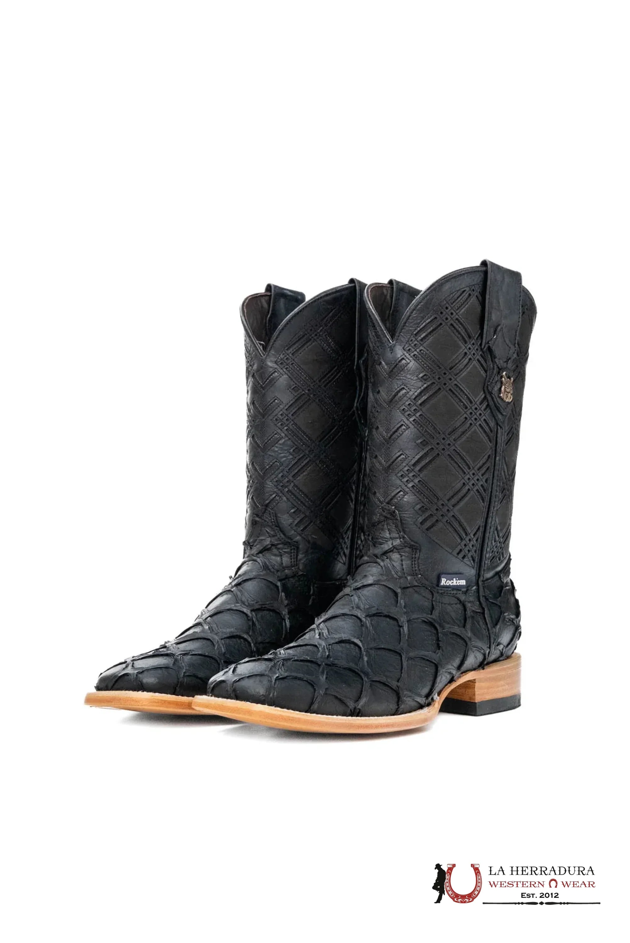 ROCKEM CLON FISH BOOT MATTE BLACK SQ. TOE BOTAS HOMBRES