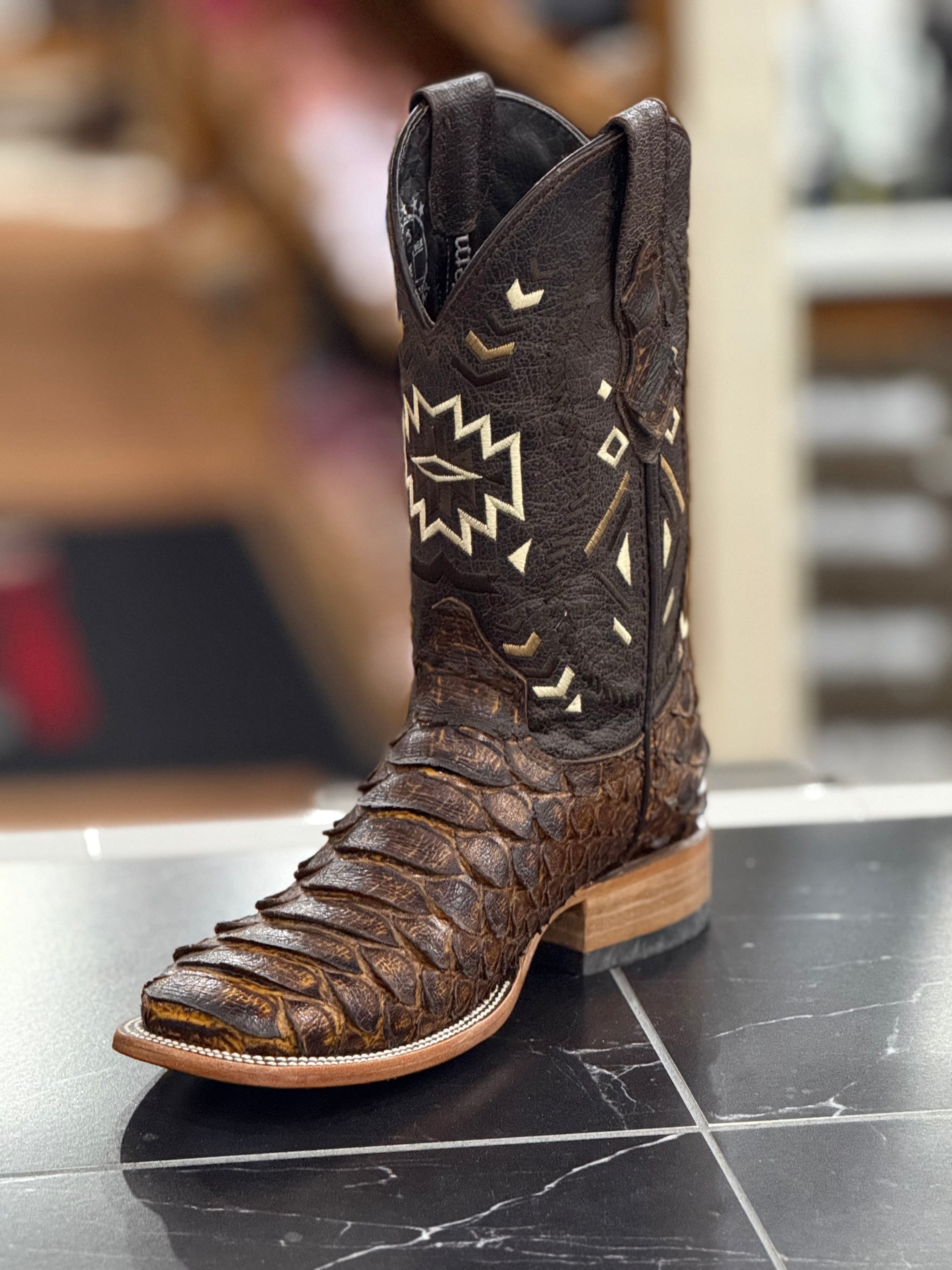 ROCKEM CLON MIEL/HONEY MEGA PYTHON SQ. TOE BOOT (AZTEC TUBO) BOTAS HOMBRES